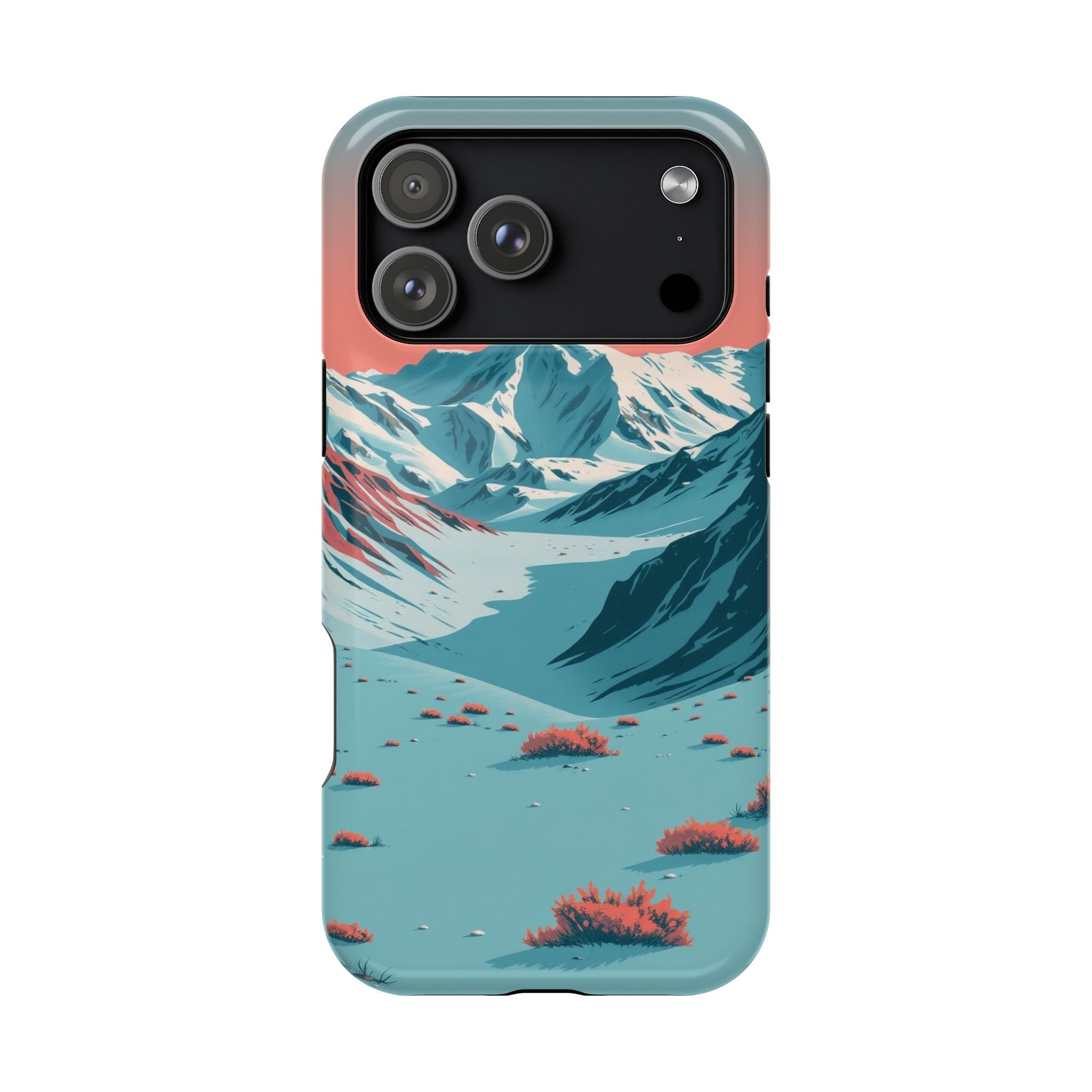 iPhone Teal And Coral Arctic Tundra Slim Everyday Designer Case · iPhone Case