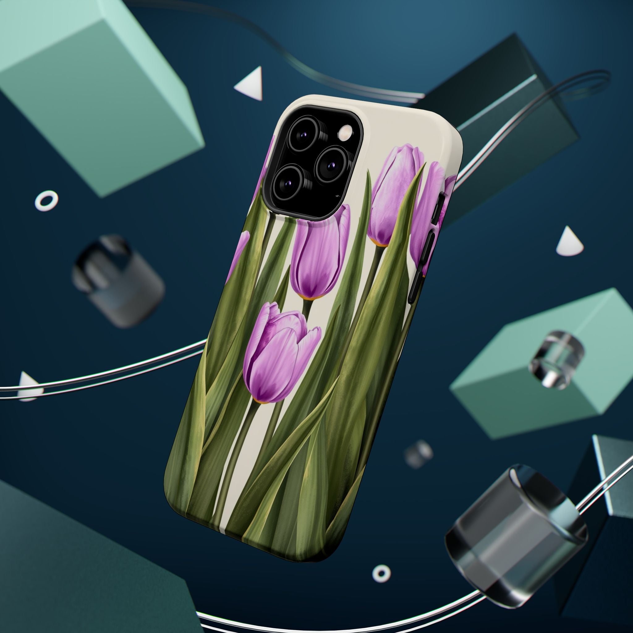 iPhone Tulip Row Electric Art 14 Bold Modern Everyday Snap Case · iPhone Case