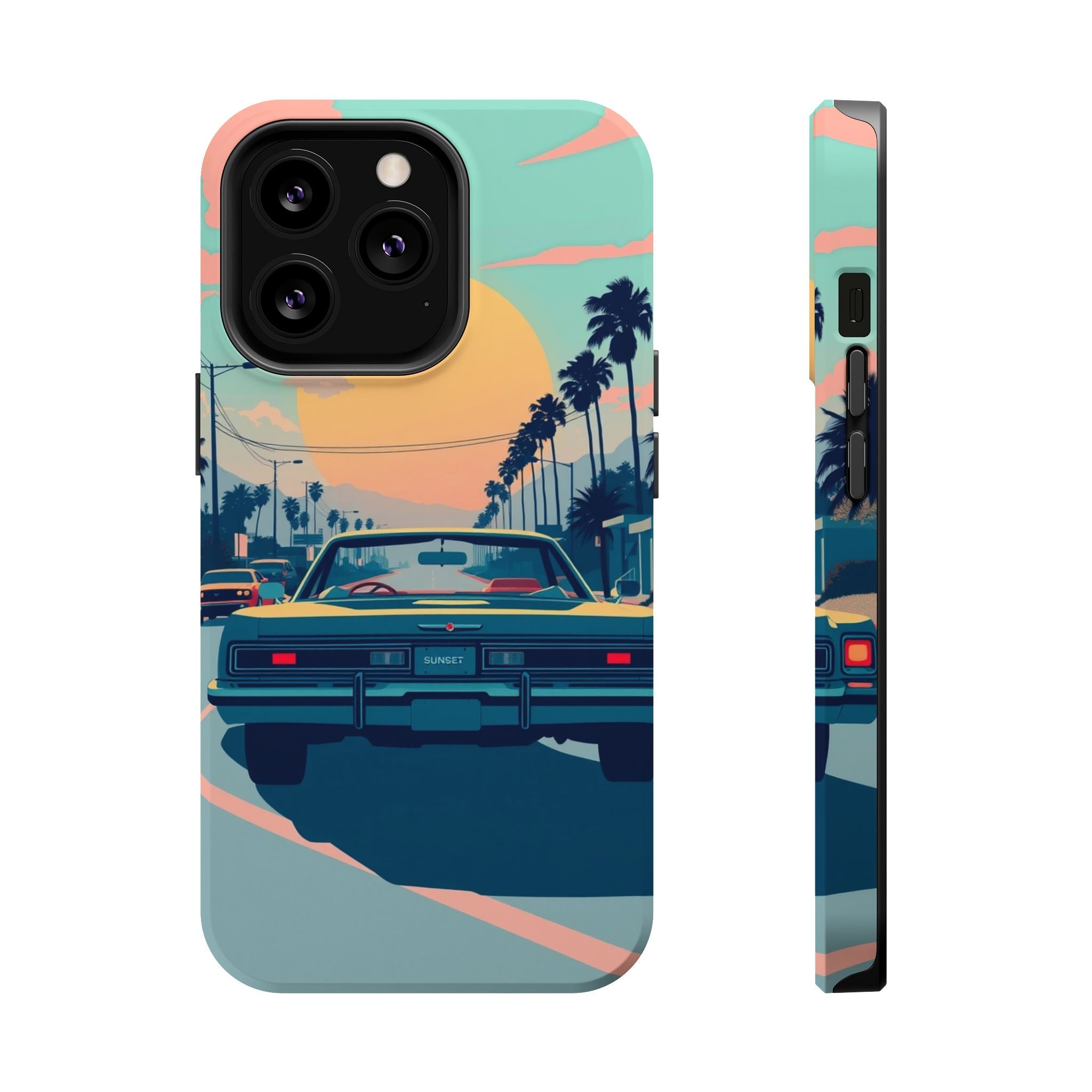 iPhone Sunset Drive 80s Pop Art Bold Slim Everyday Designer Case · iPhone Case