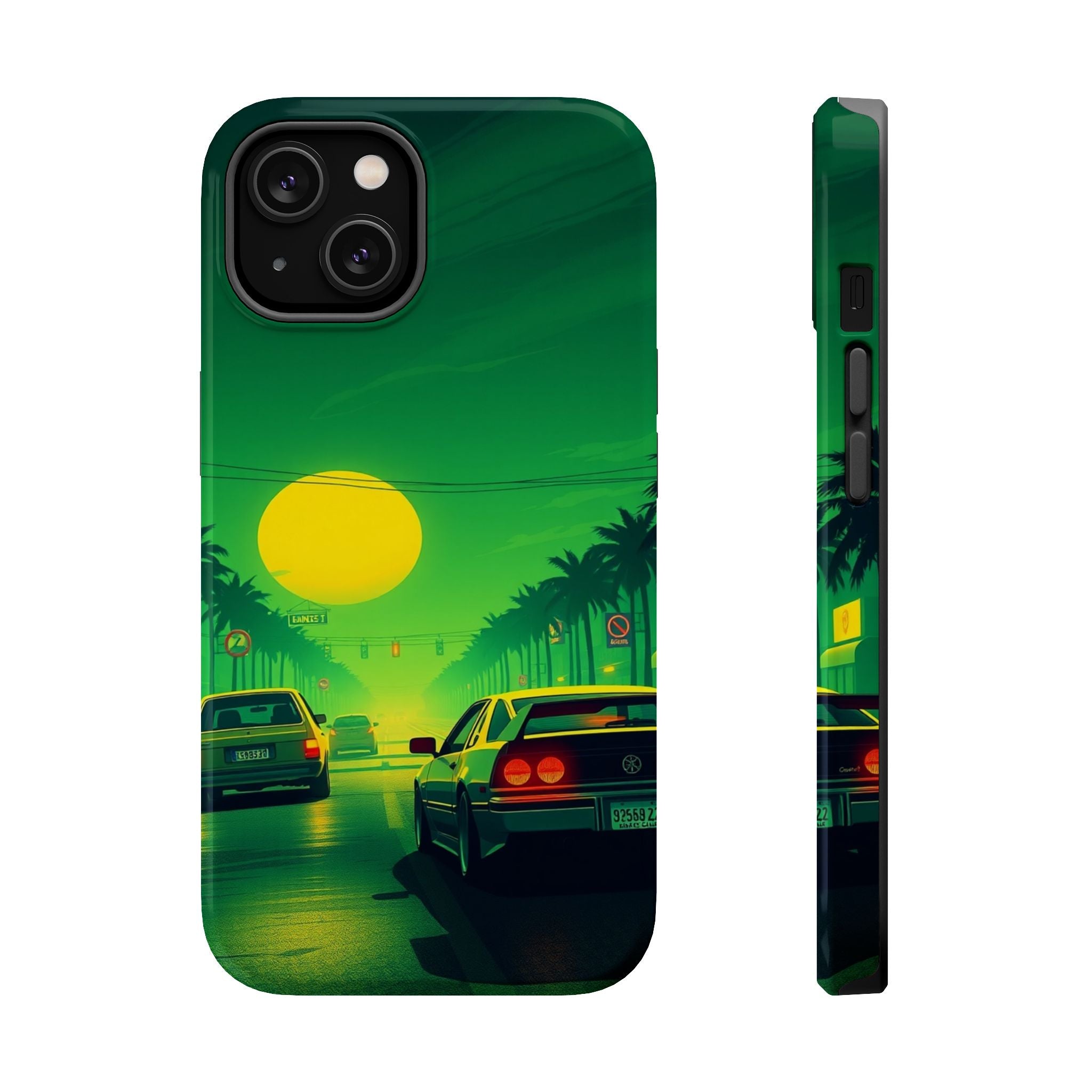 iPhone Dreamy Sunset Drive 80s Design Slim Everyday Designer Case · iPhone Case
