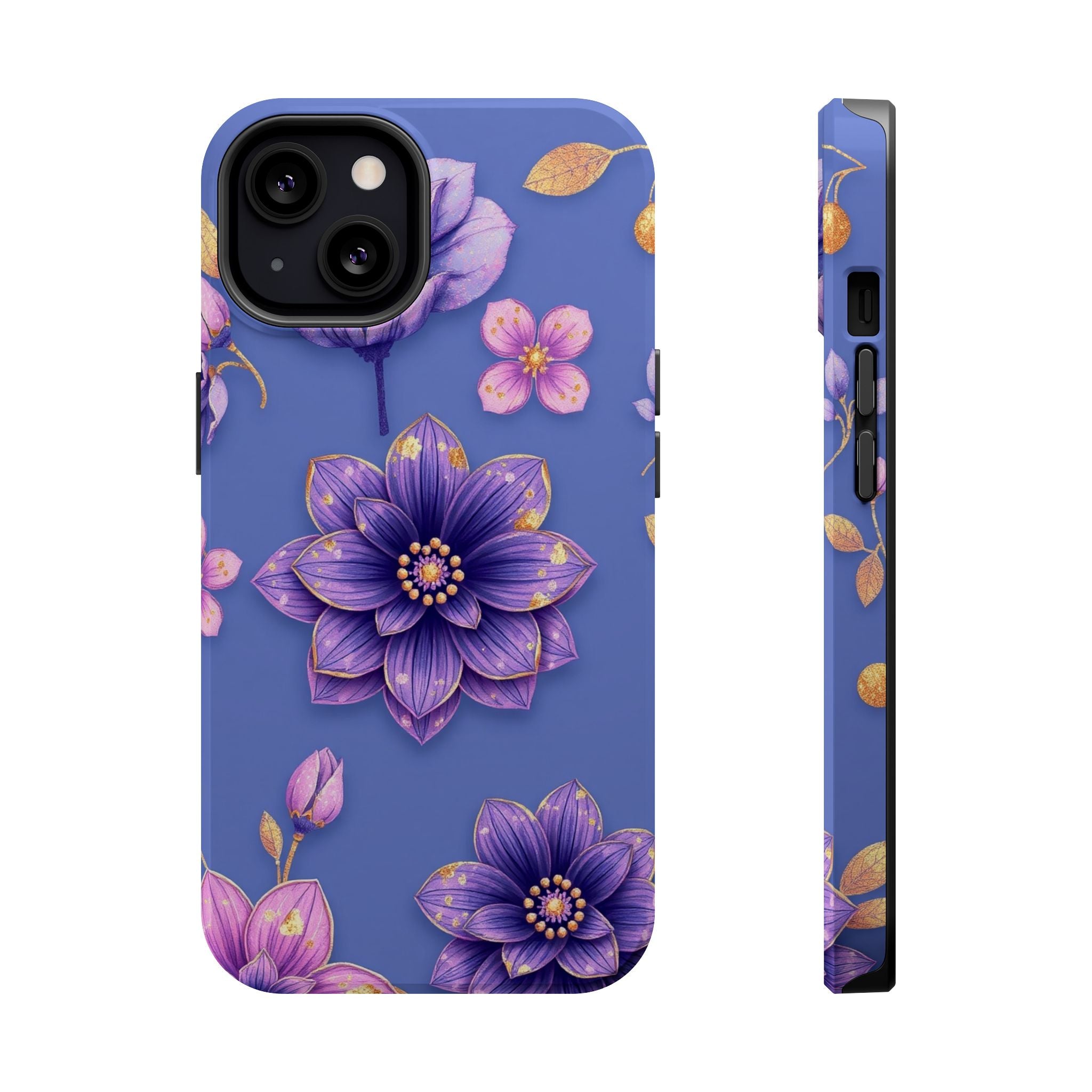 iPhone Indigo And Violet Floral Gold Foil Slim iPhone Everyday Designer · iPhone