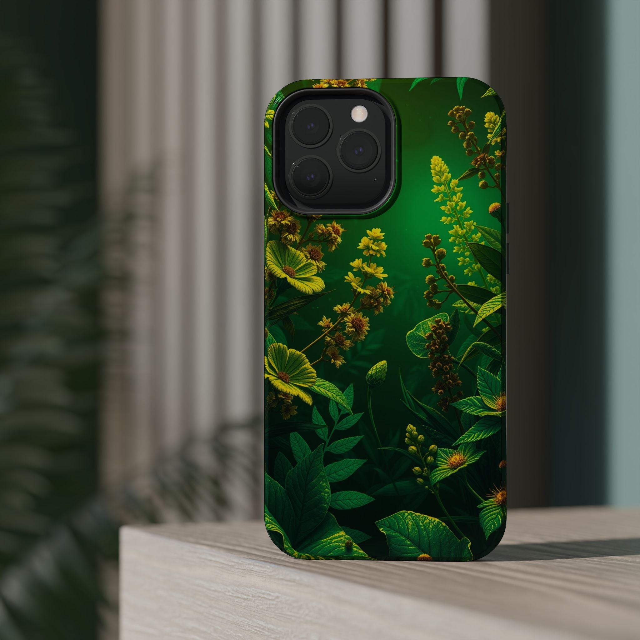 iPhone Emerald Green And Gold Vintage Botanicals Print Slim Snap Case · iPhone C