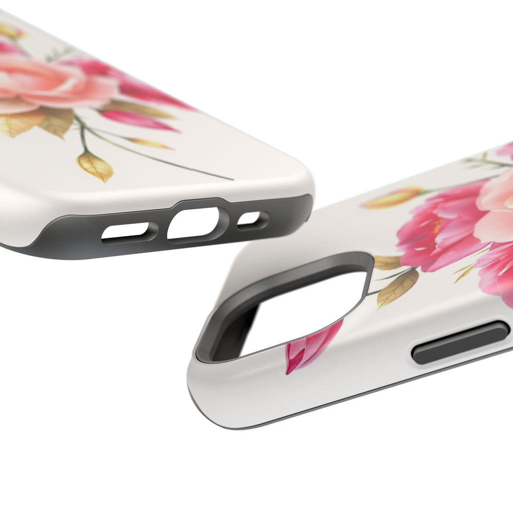 iPhone Rose Pink And Cream Neon Floral Slim Everyday Designer Case · iPhone Case