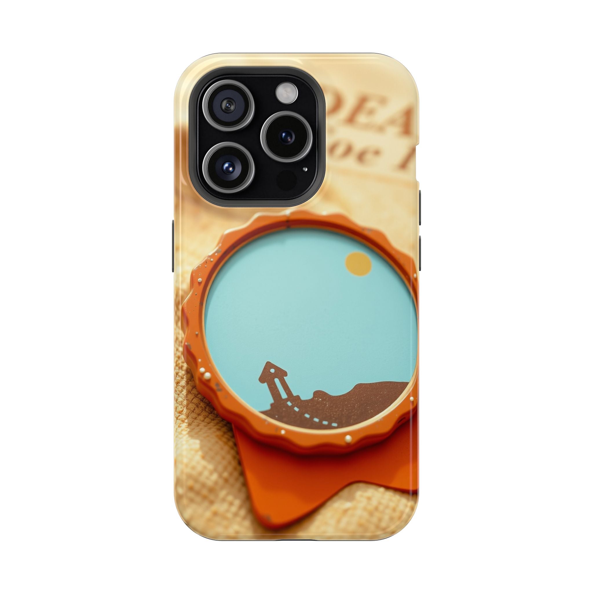 iPhone Burnt Orange And Sand Retro Travel Badge Soft Finish Everyday Case · iPho
