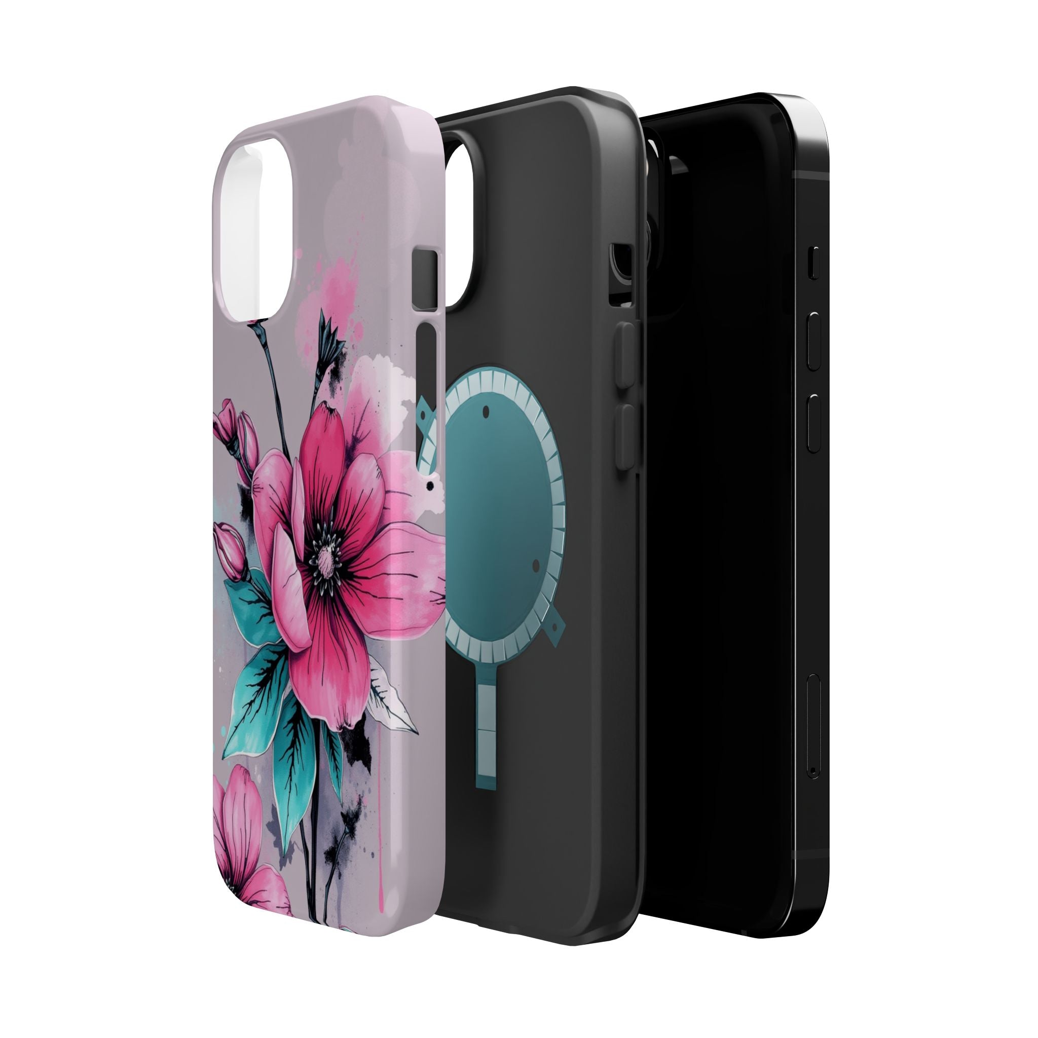 iPhone Mint And Blush Floral Ink Wash Slim Everyday Designer Case · iPhone Case