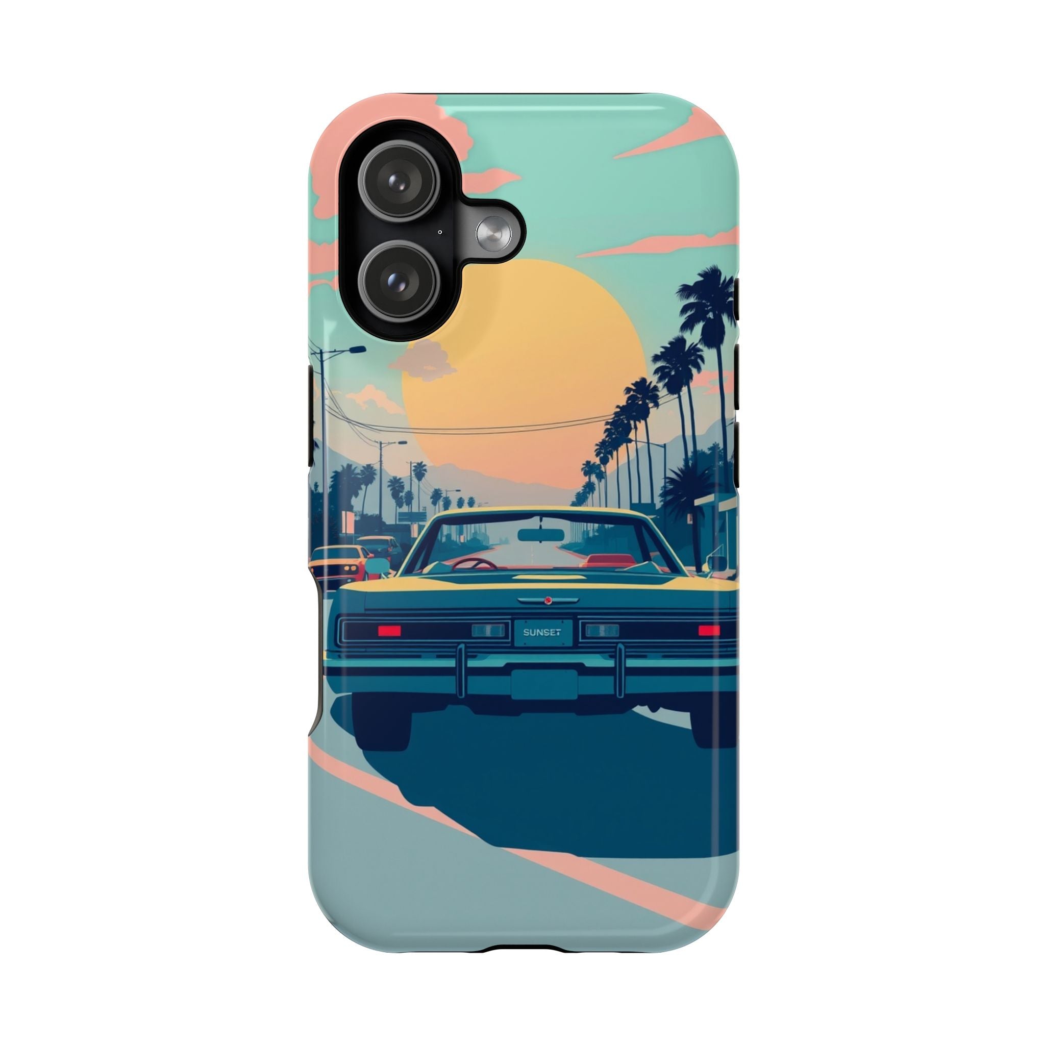 iPhone Sunset Drive 80s Pop Art Bold Slim Everyday Designer Case · iPhone Case