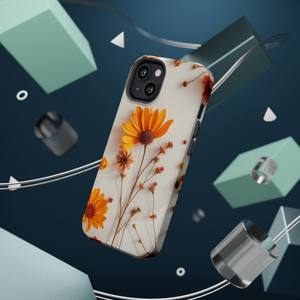 iPhone Mustard And Rust Dried Flower Flat Lay Carry Case Slim Snap Case · iPhone