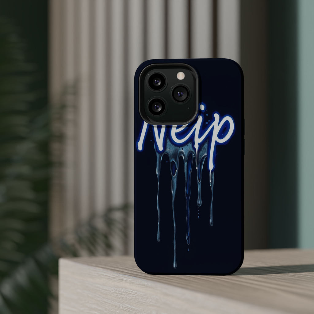 iPhone Midnight Blue And Silver Neon Drip Slim iPhone Everyday Designer · iPhone
