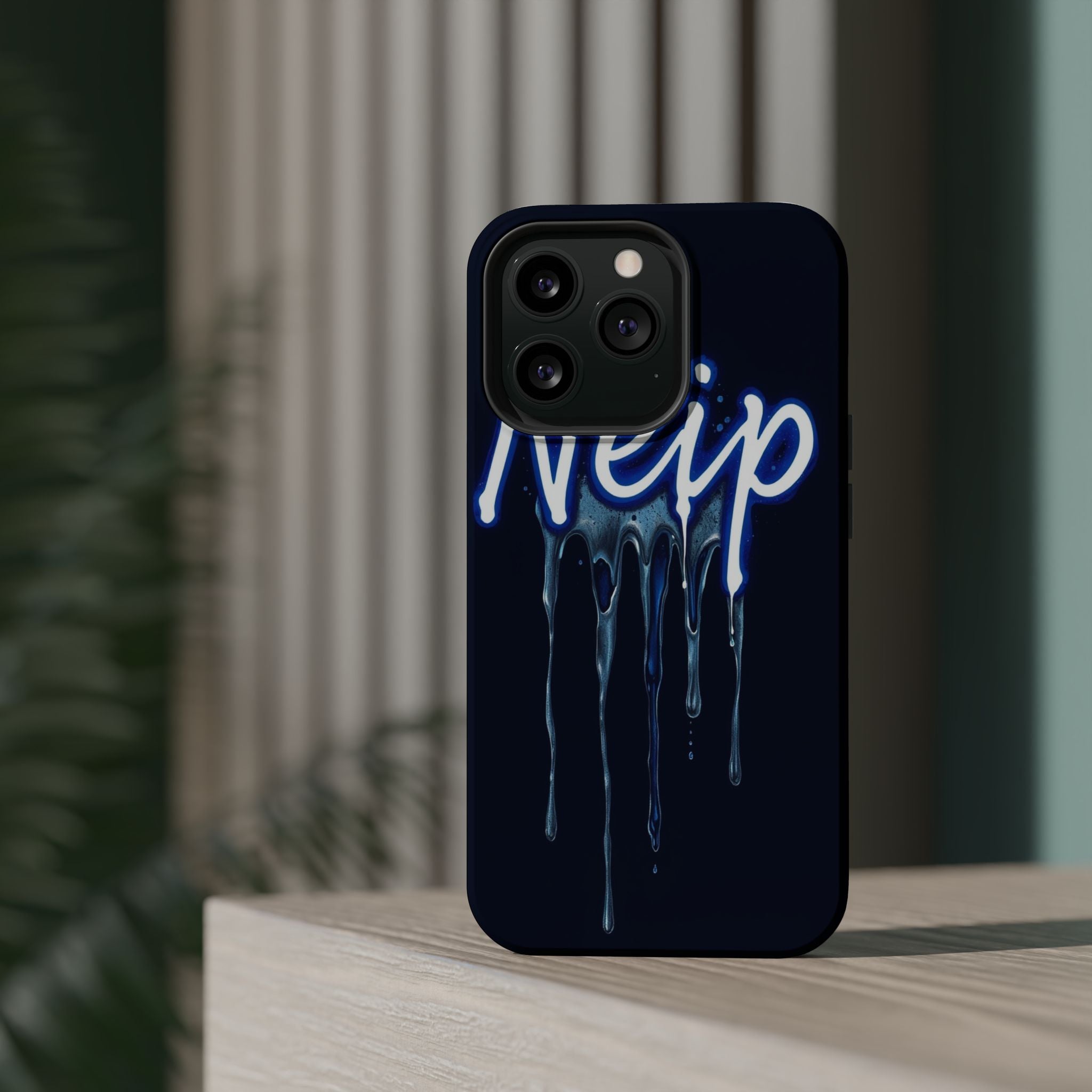 iPhone Midnight Blue And Silver Neon Drip Slim iPhone Everyday Designer · iPhone