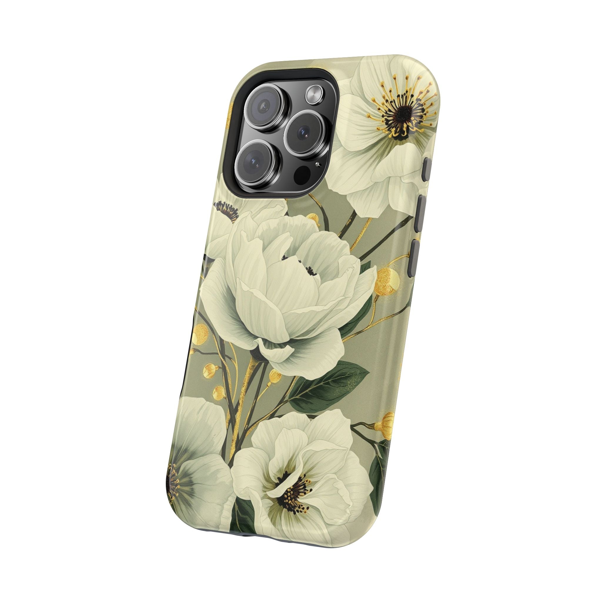 iPhone Sage And Ivory Floral Ink Wash Slim Everyday iPhone 14 Designer · iPhone