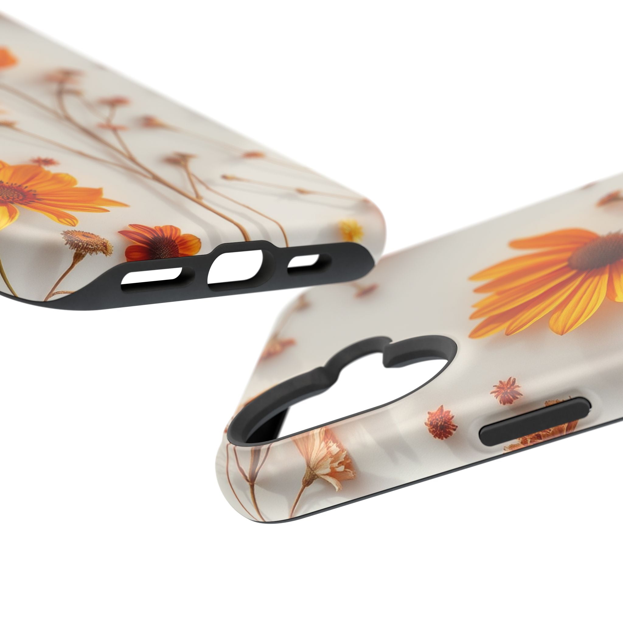 iPhone Mustard And Rust Dried Flower Flat Lay Carry Case Slim Snap Case · iPhone