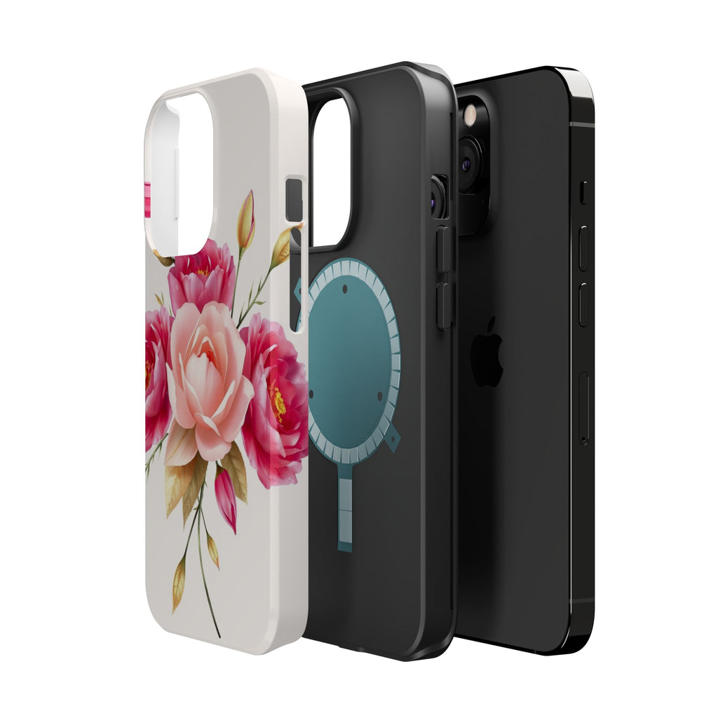 iPhone Rose Pink And Cream Neon Floral Slim Everyday Designer Case · iPhone Case