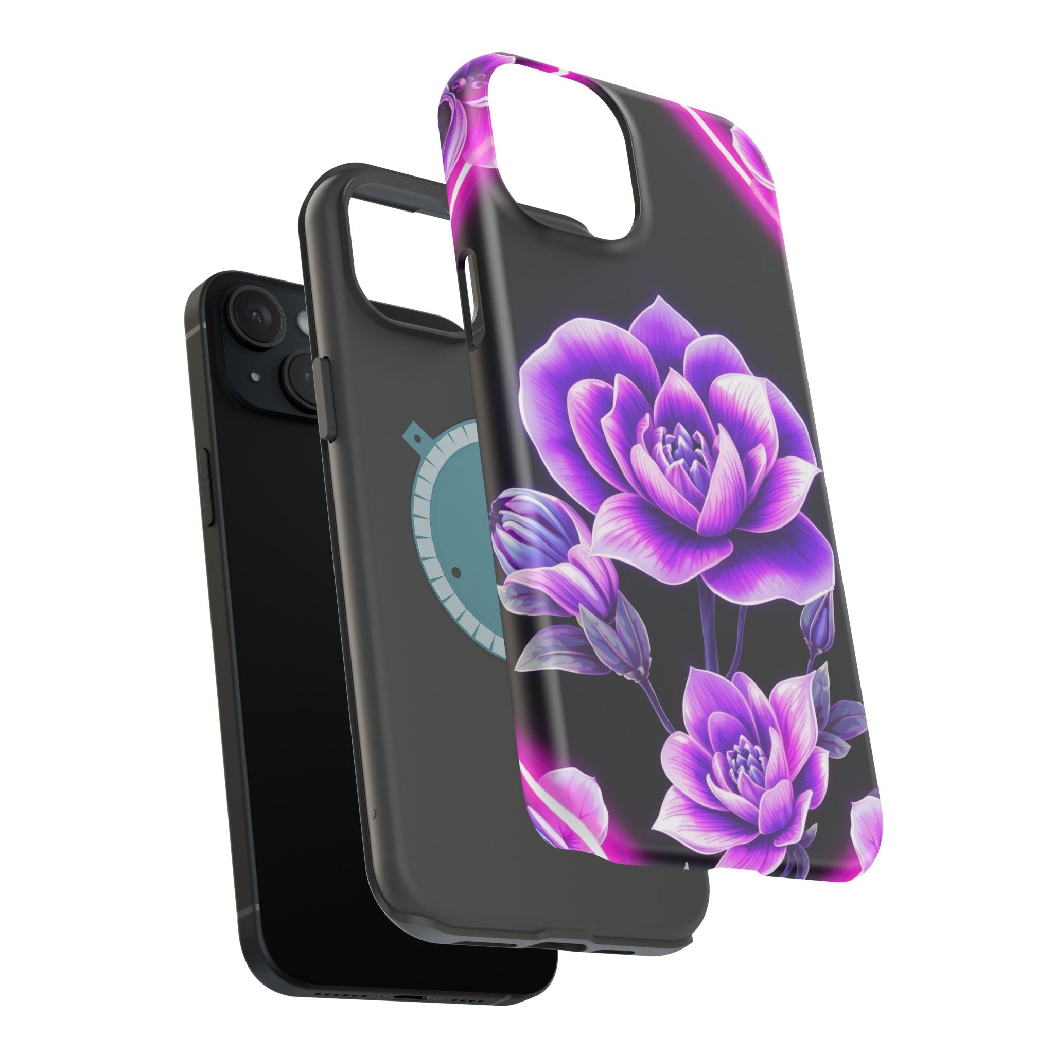 iPhone Floral Ombre Neon Cyberpunk Bold Modern Everyday Snap Case · iPhone Case