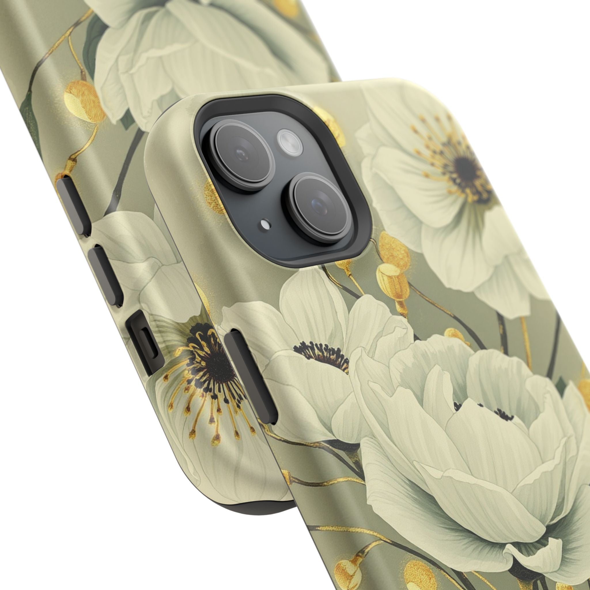 iPhone Sage And Ivory Floral Ink Wash Slim Everyday iPhone 14 Designer · iPhone