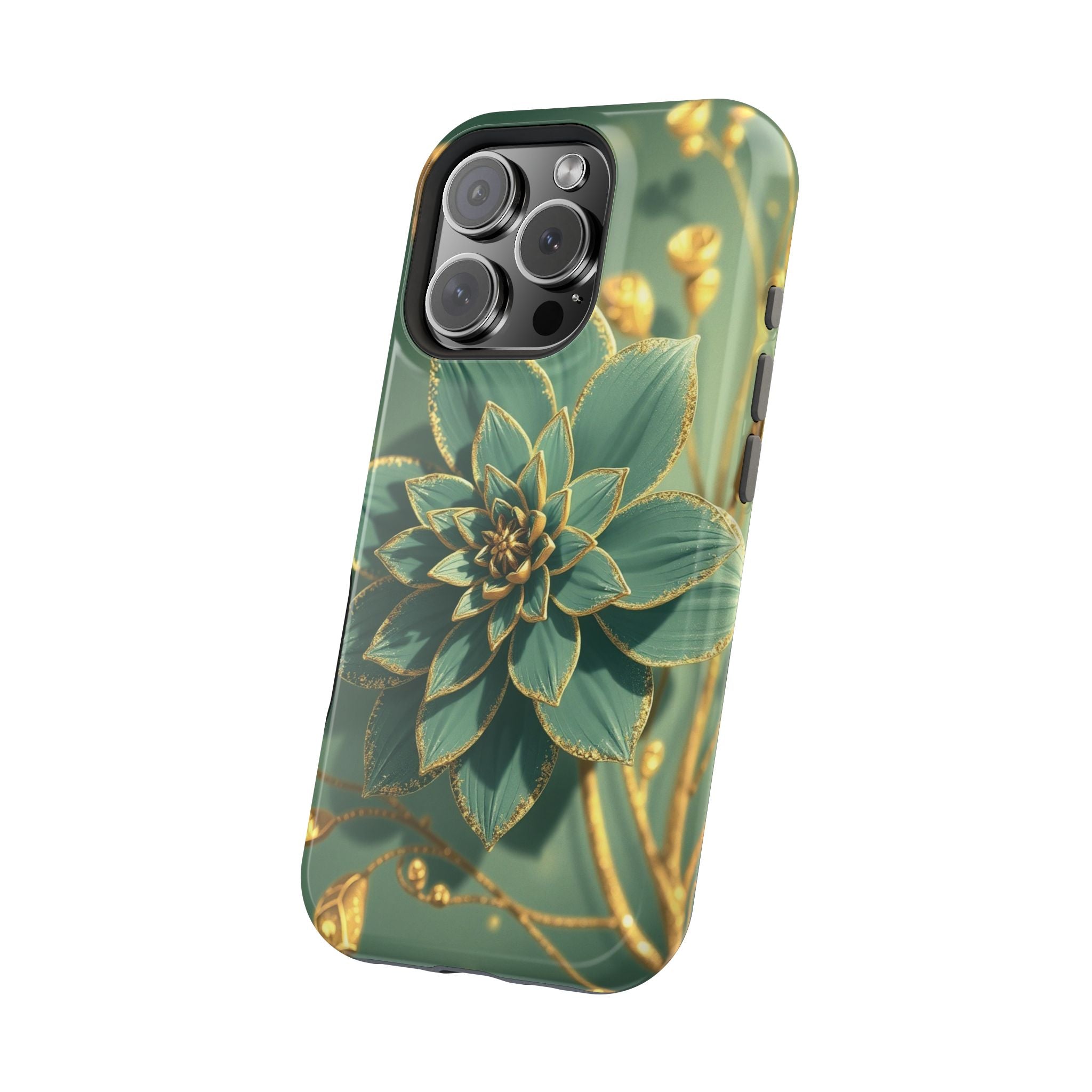 iPhone Floral Gold Foil Pixel Art -Bit Slim Everyday Designer Case · iPhone Case
