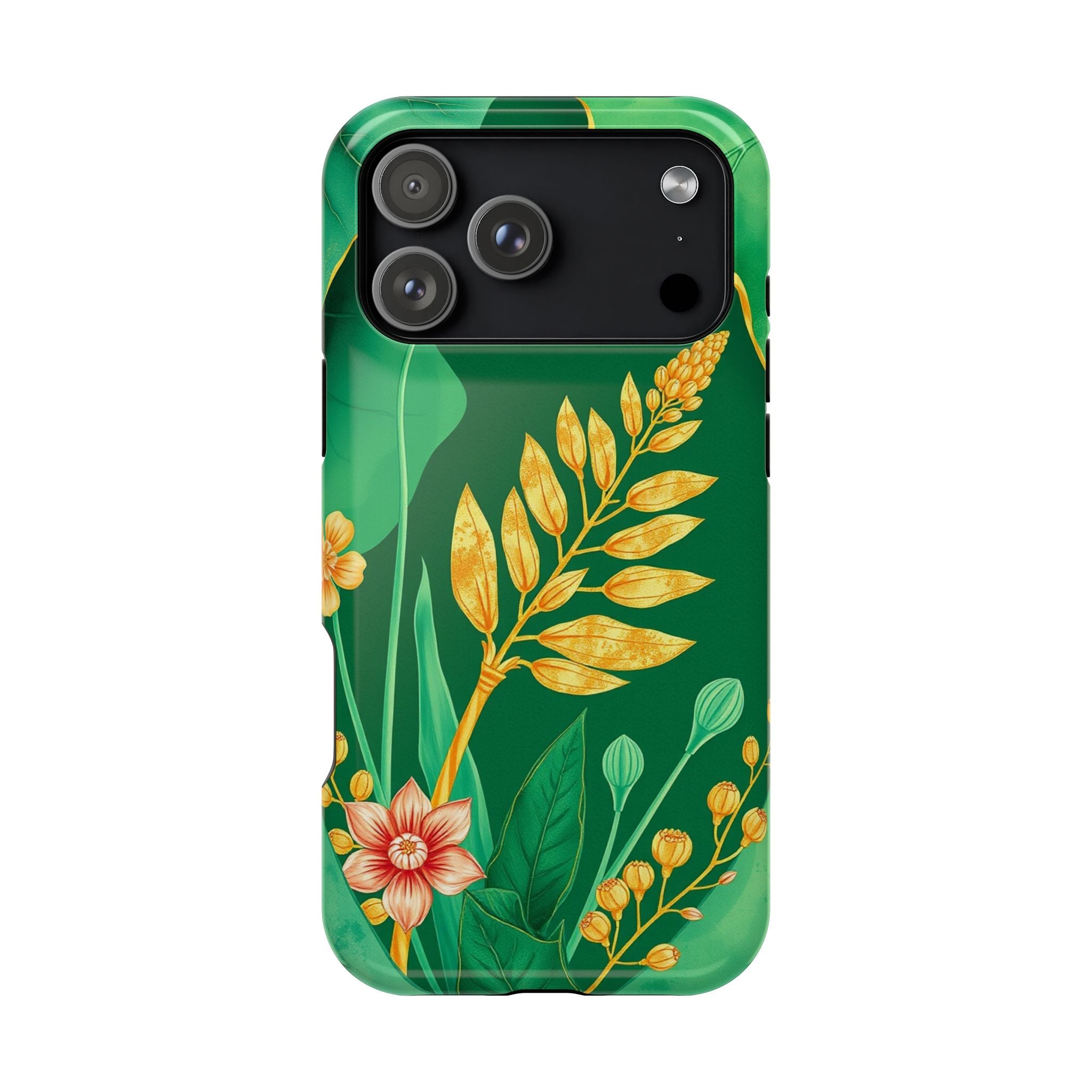 iPhone Emerald Green And Gold Botanical Illustration Ga Slim Snap Case · iPhone