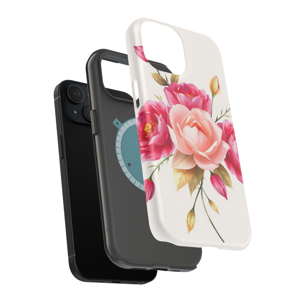 iPhone Rose Pink And Cream Neon Floral Slim Everyday Designer Case · iPhone Case