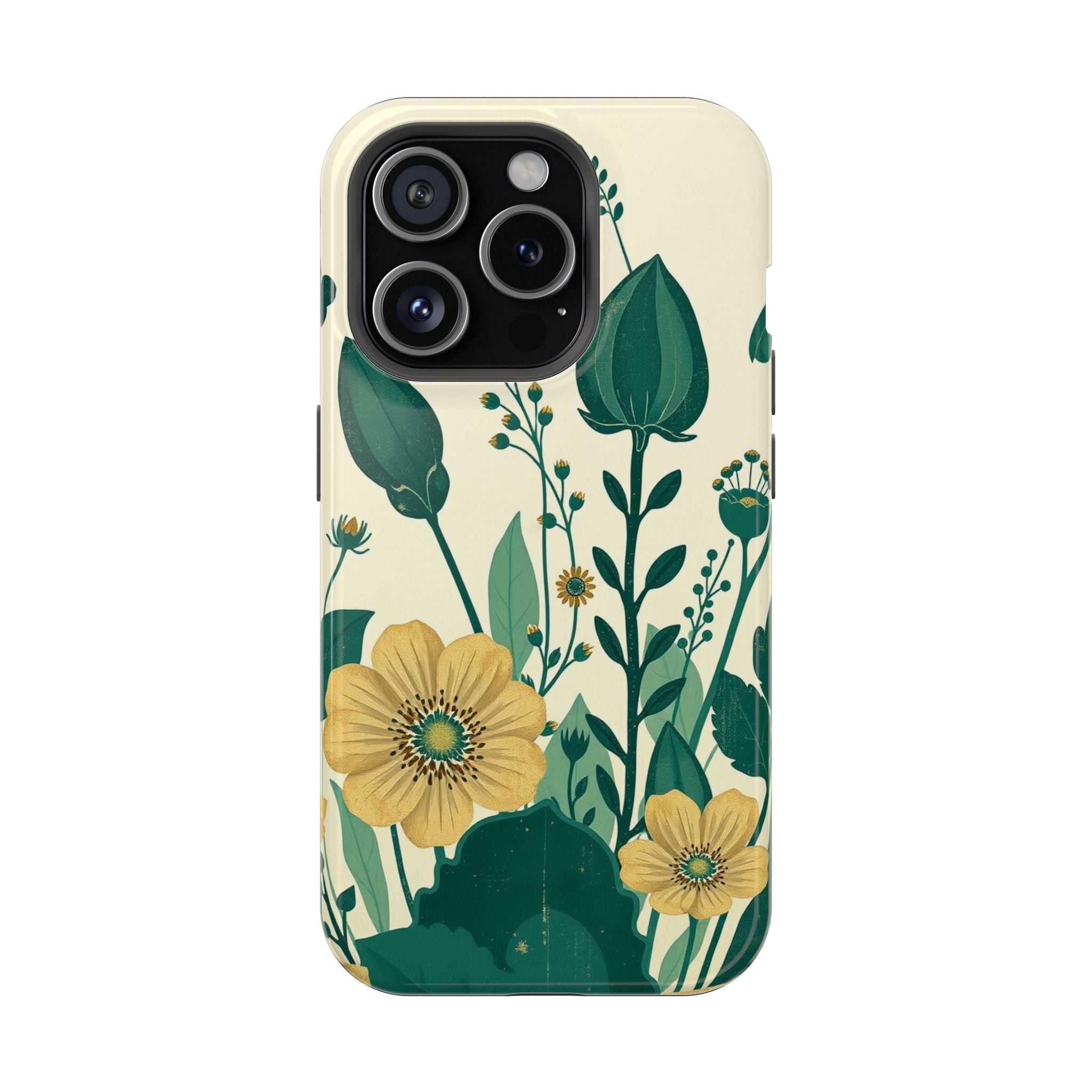 iPhone Emerald Green And Gold Pressed Botanicals Clean iPhone Minimal · iPhone C