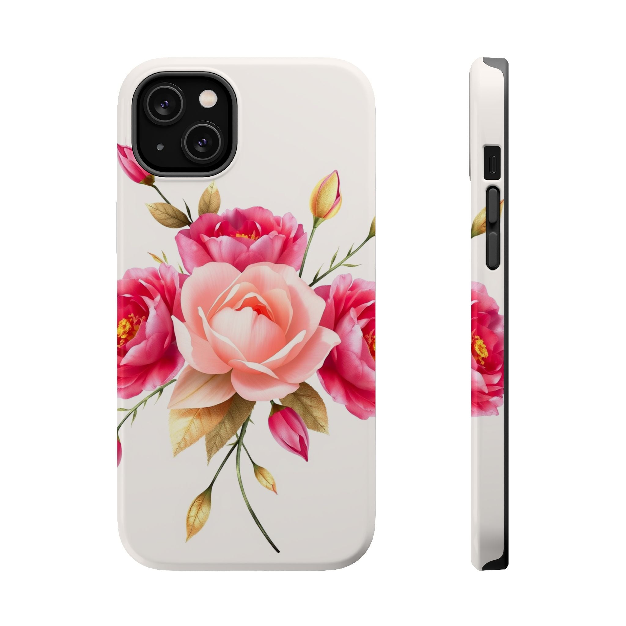 iPhone Rose Pink And Cream Neon Floral Slim Everyday Designer Case · iPhone Case