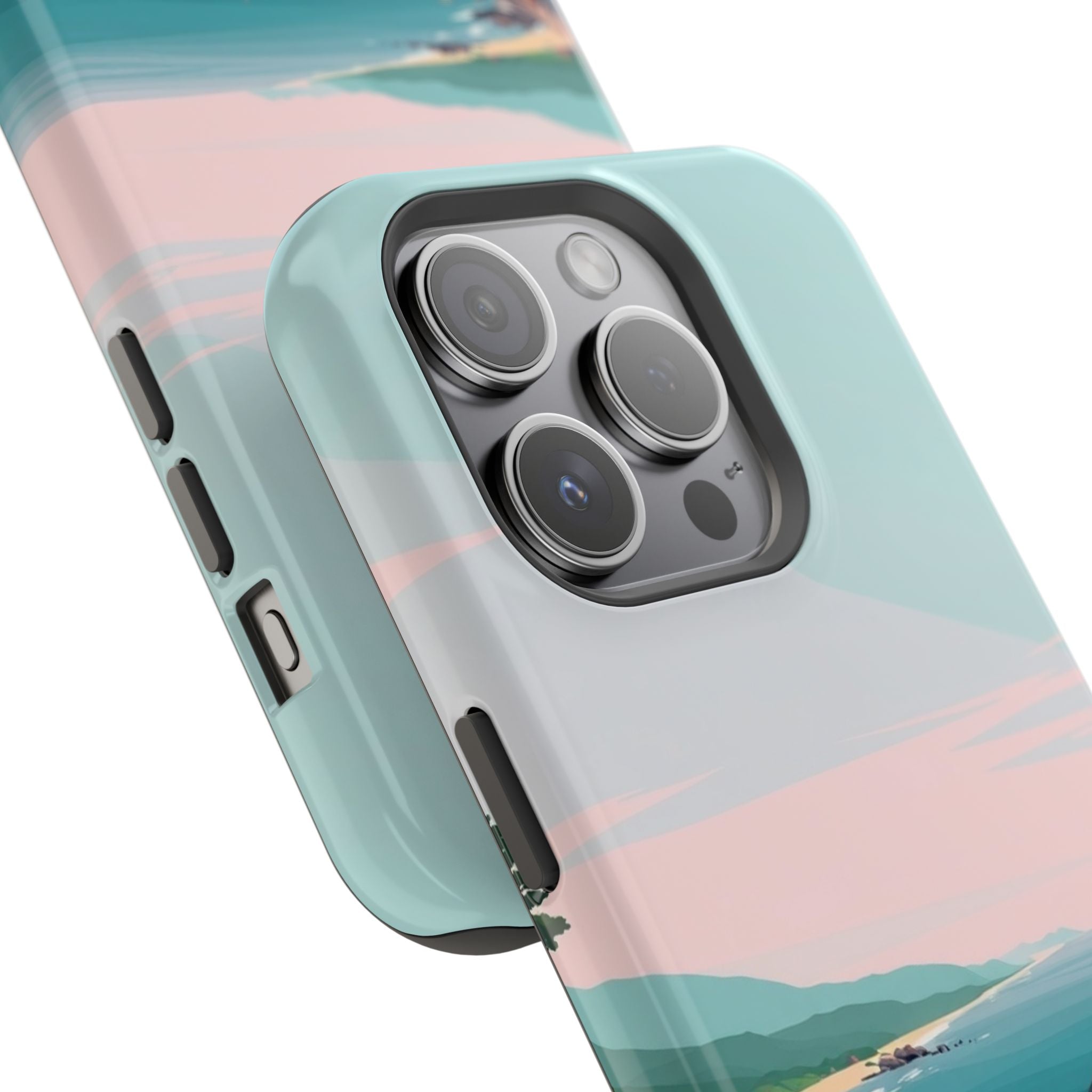 iPhone Mint And Blush Pebble Beach Bold Modern Everyday Snap Case · iPhone Case