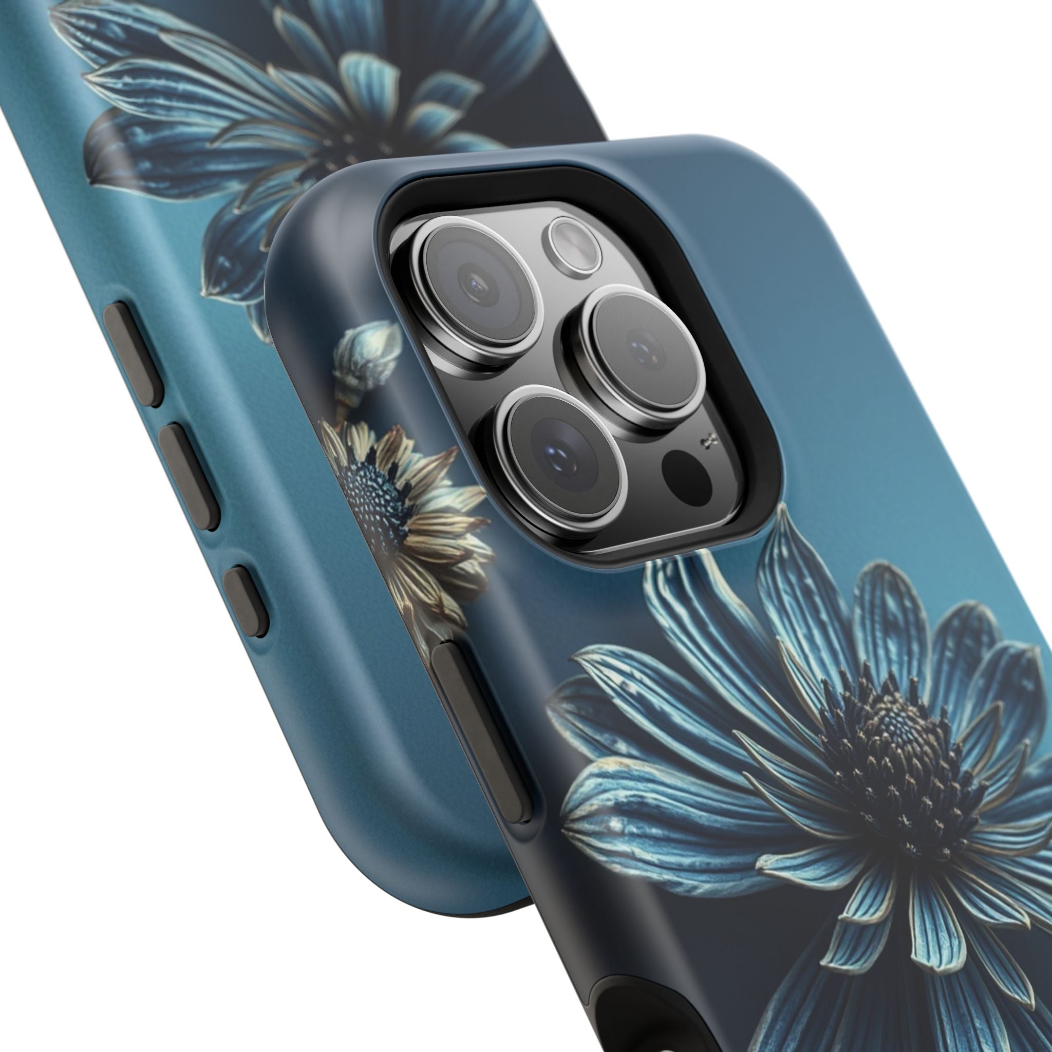 iPhone Midnight Blue And Silver Dried Flower Flat Lay iPhone 15 · iPhone Case