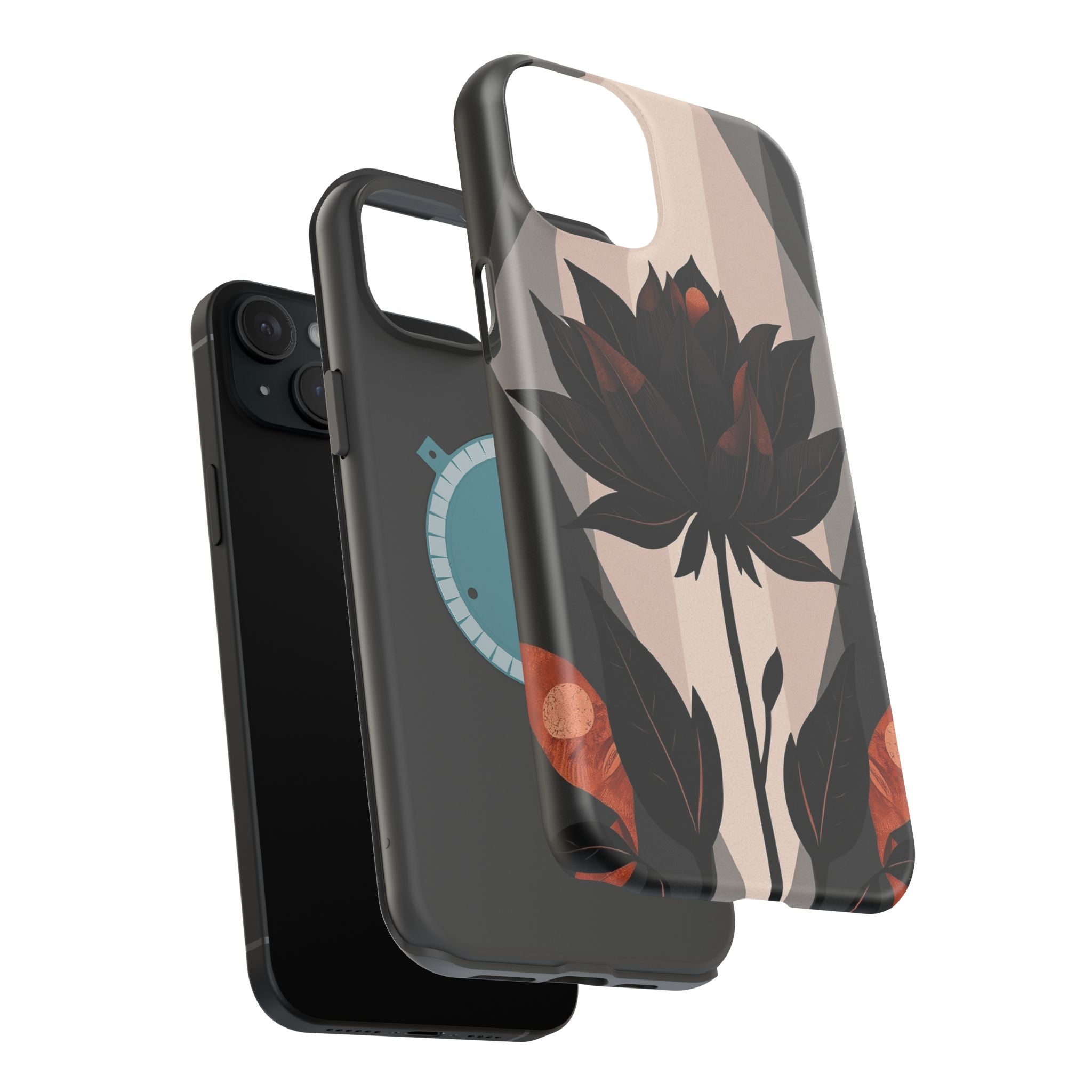 iPhone Charcoal And Copper Floral Silhouette Slim iPhone Everyday · iPhone Case