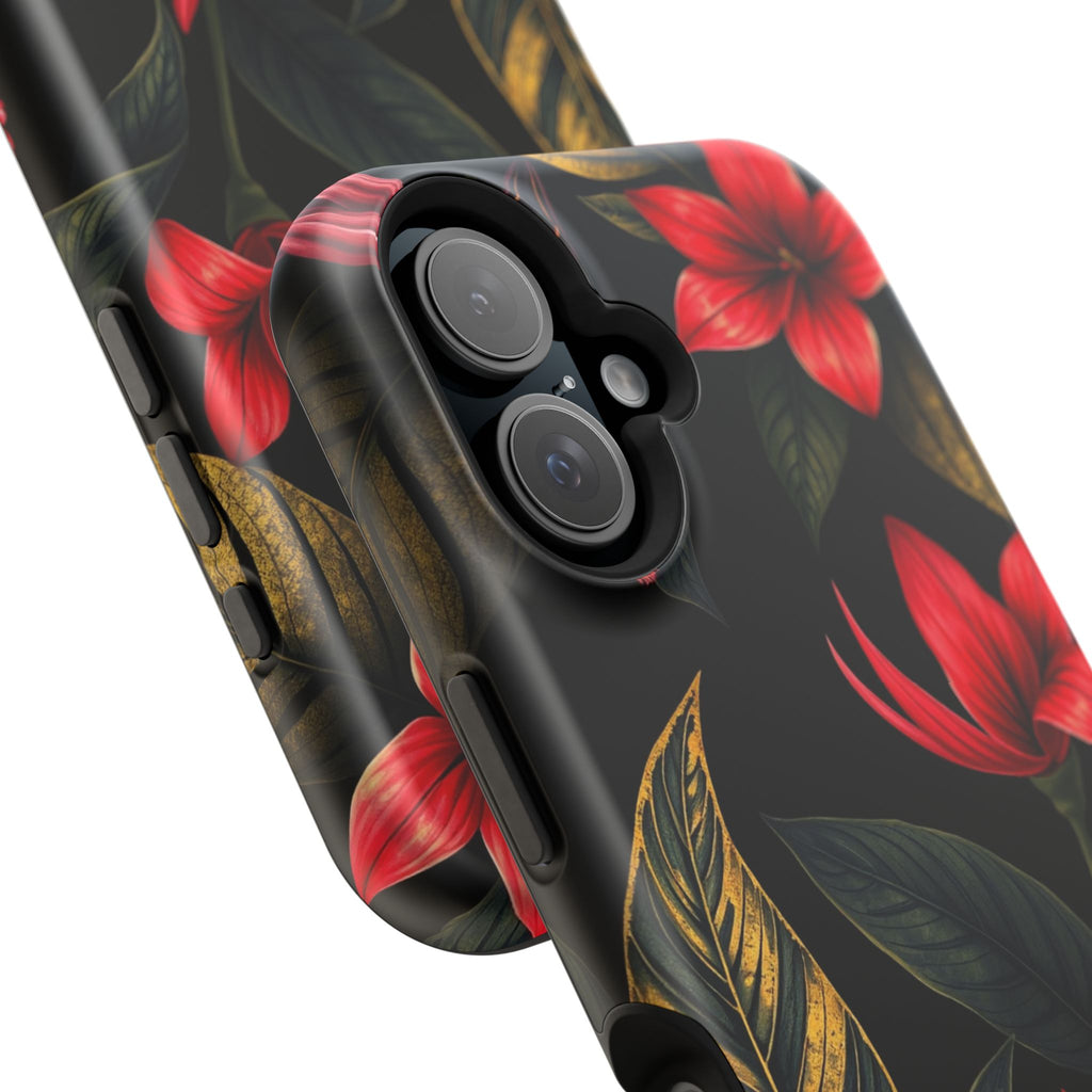 iPhone Black And Crimson Jungle Floral Slim Everyday Designer Case · iPhone Case