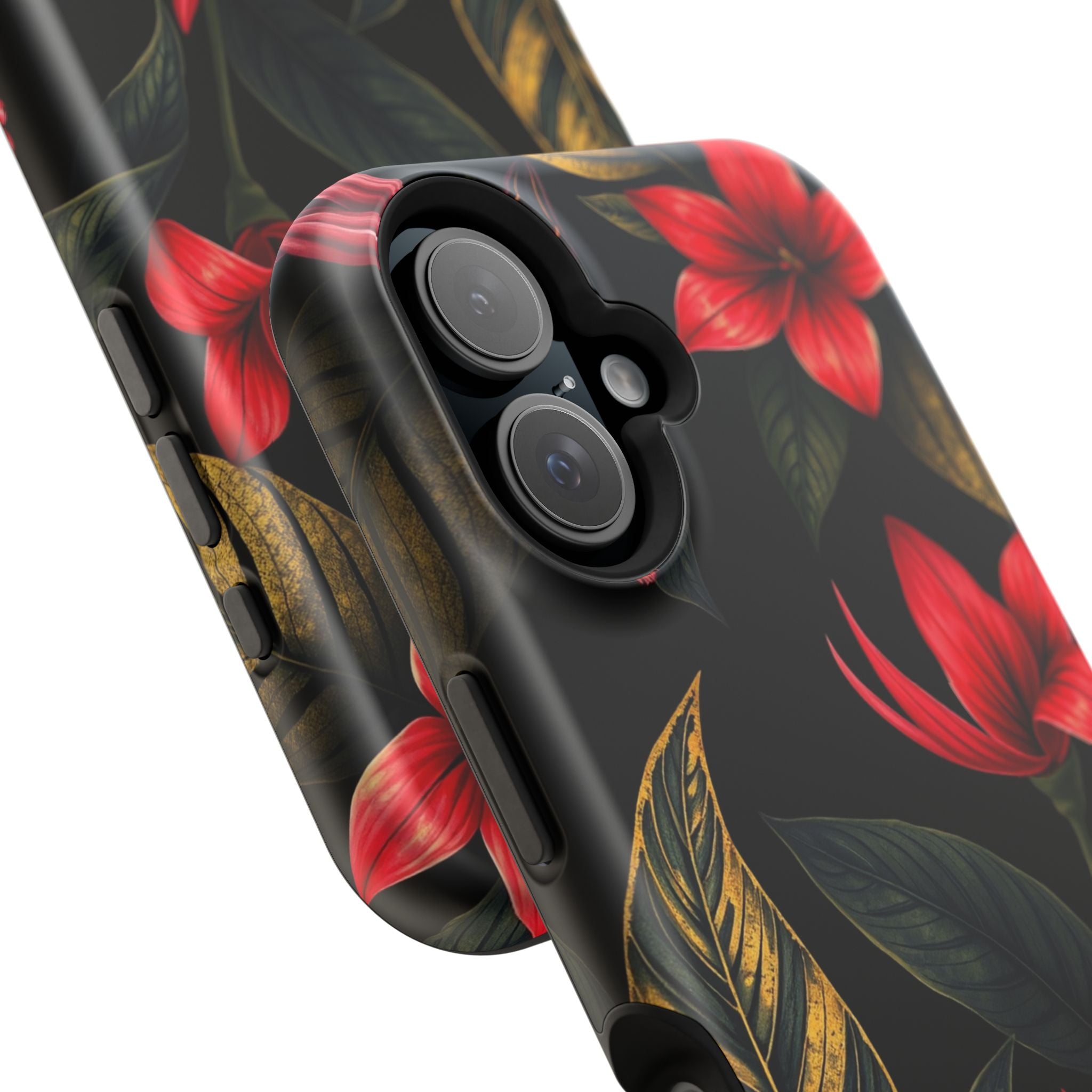 iPhone Black And Crimson Jungle Floral Slim Everyday Designer Case · iPhone Case