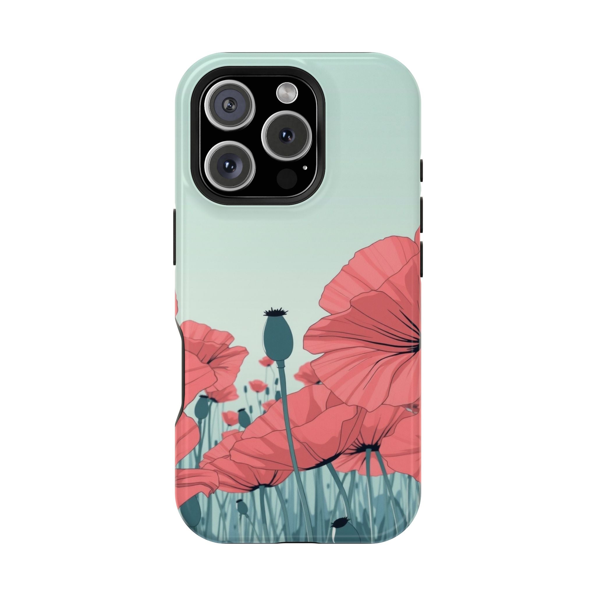 iPhone Mint And Blush Poppy Field Bold Modern Everyday Snap Case · iPhone Case
