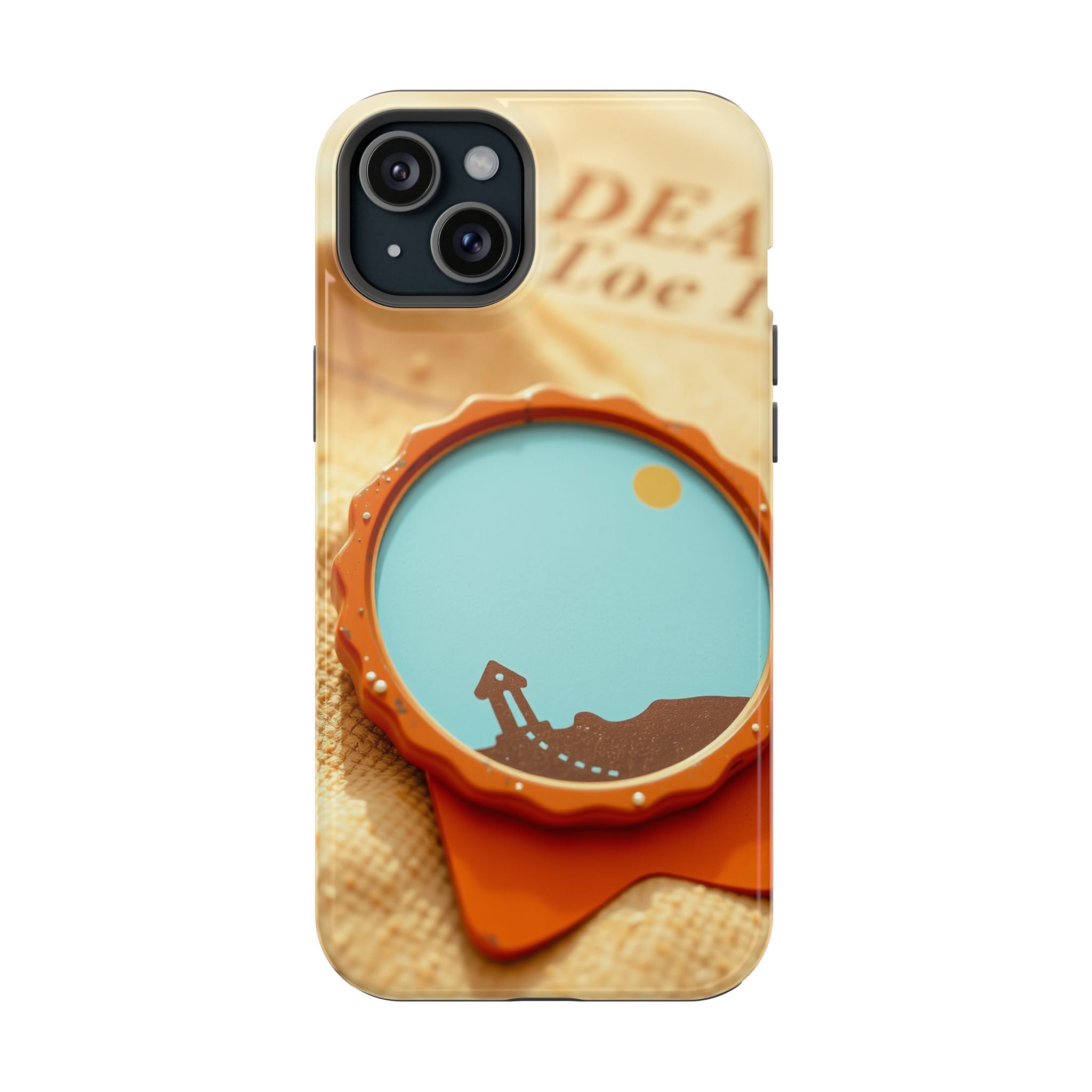 iPhone Burnt Orange And Sand Retro Travel Badge Soft Finish Everyday Case · iPho