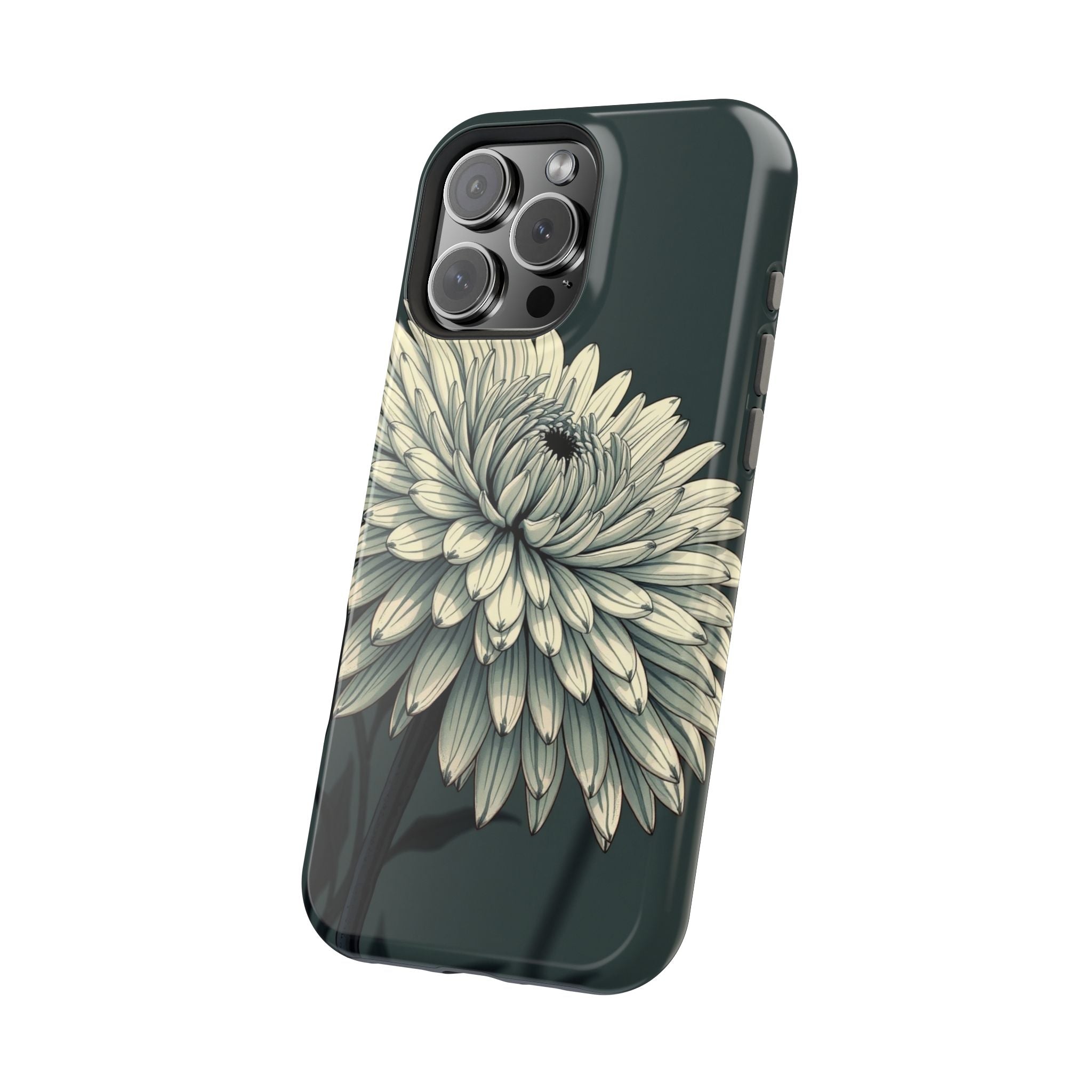 iPhone Chrysanthemum Classic Dark Gothic Ink Carry Case Slim Snap Case · iPhone
