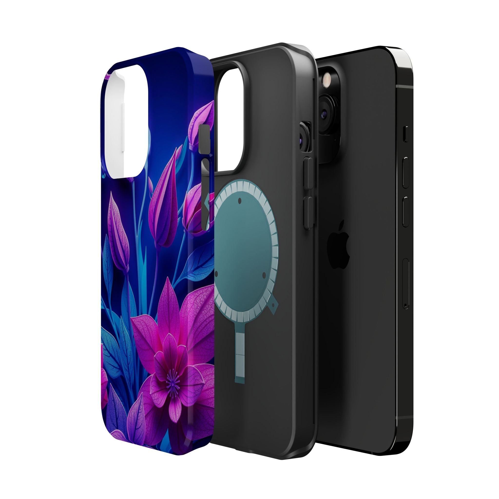 iPhone Neon Floral Paper Cut Art Bold Modern Everyday Snap Case · iPhone Case
