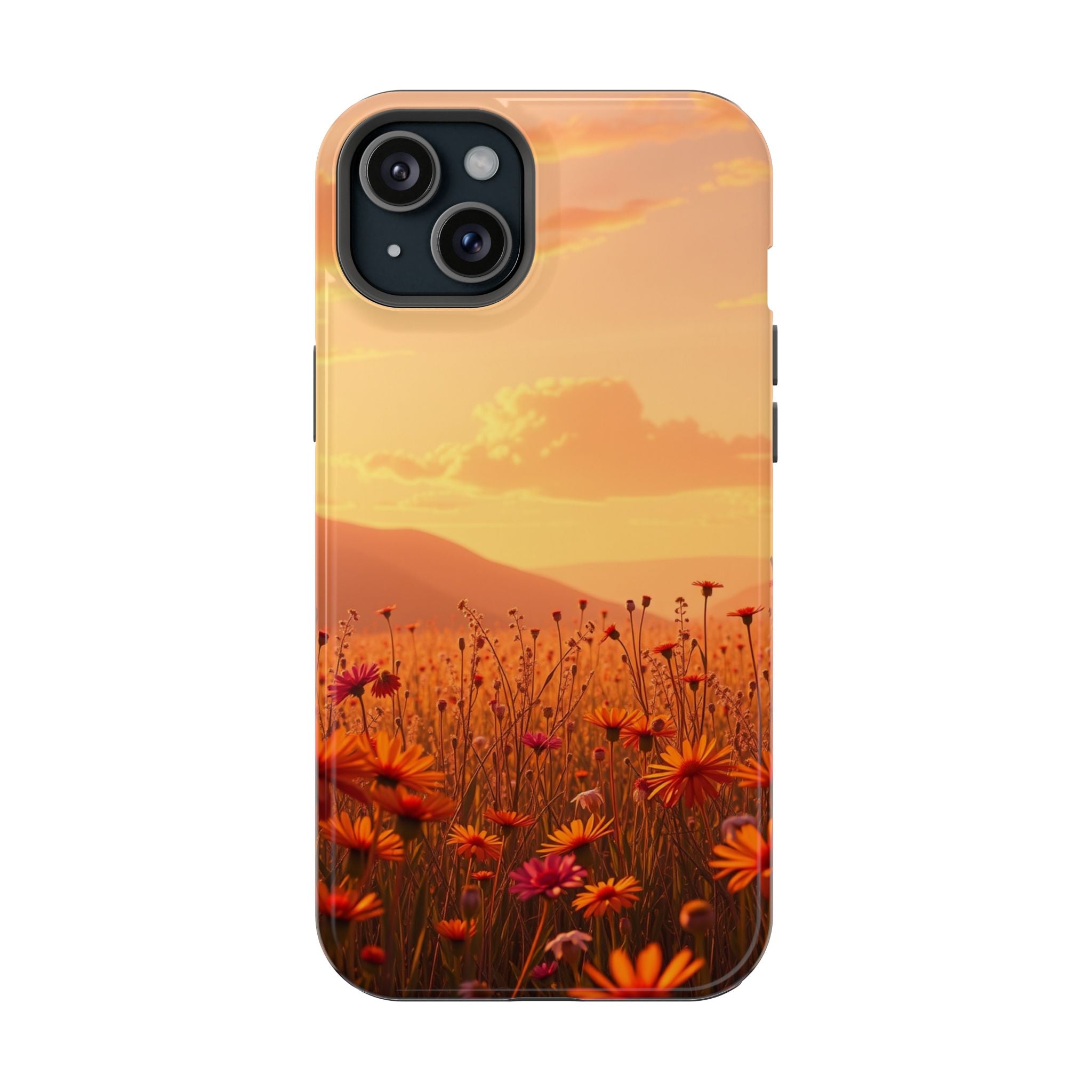 iPhone Sunset Amber And Peach Wildflower Field Soft iPhone Finish · iPhone Case