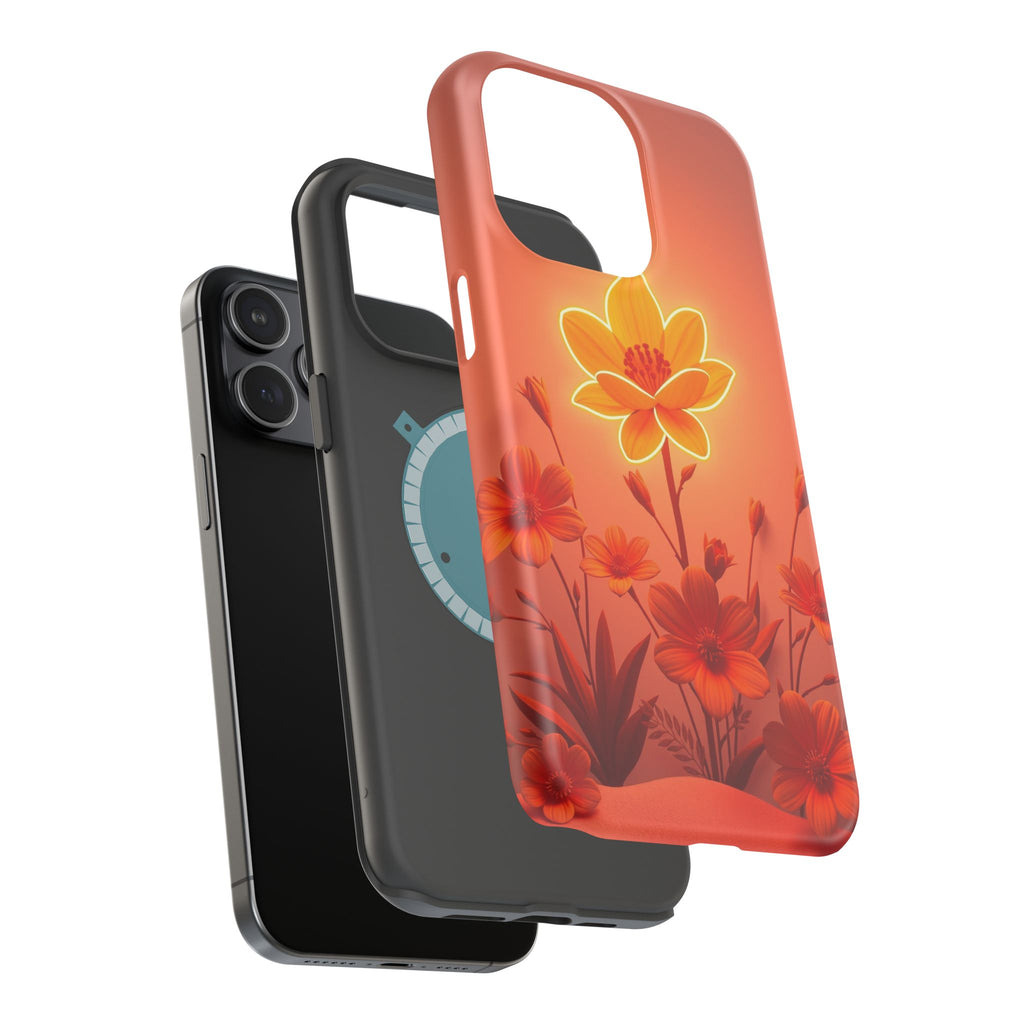 iPhone Burnt Orange And Sand Neon Floral Slim Everyday iPhone Designer · iPhone