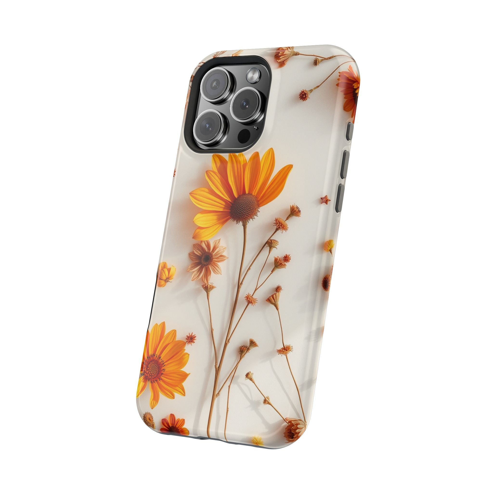 iPhone Mustard And Rust Dried Flower Flat Lay Carry Case Slim Snap Case · iPhone