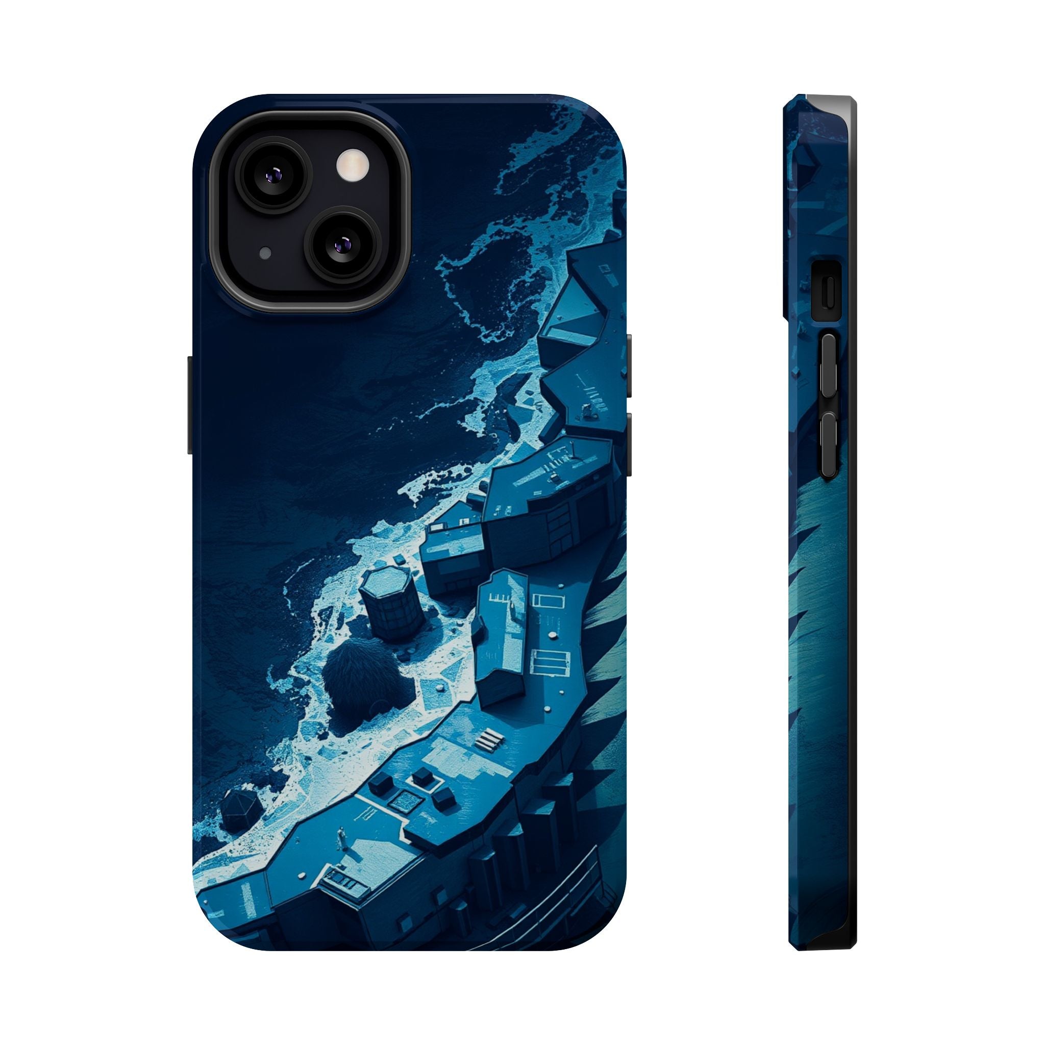iPhone Midnight Blue And Silver Shoreline Aerial Clean iPhone Minimal · iPhone C