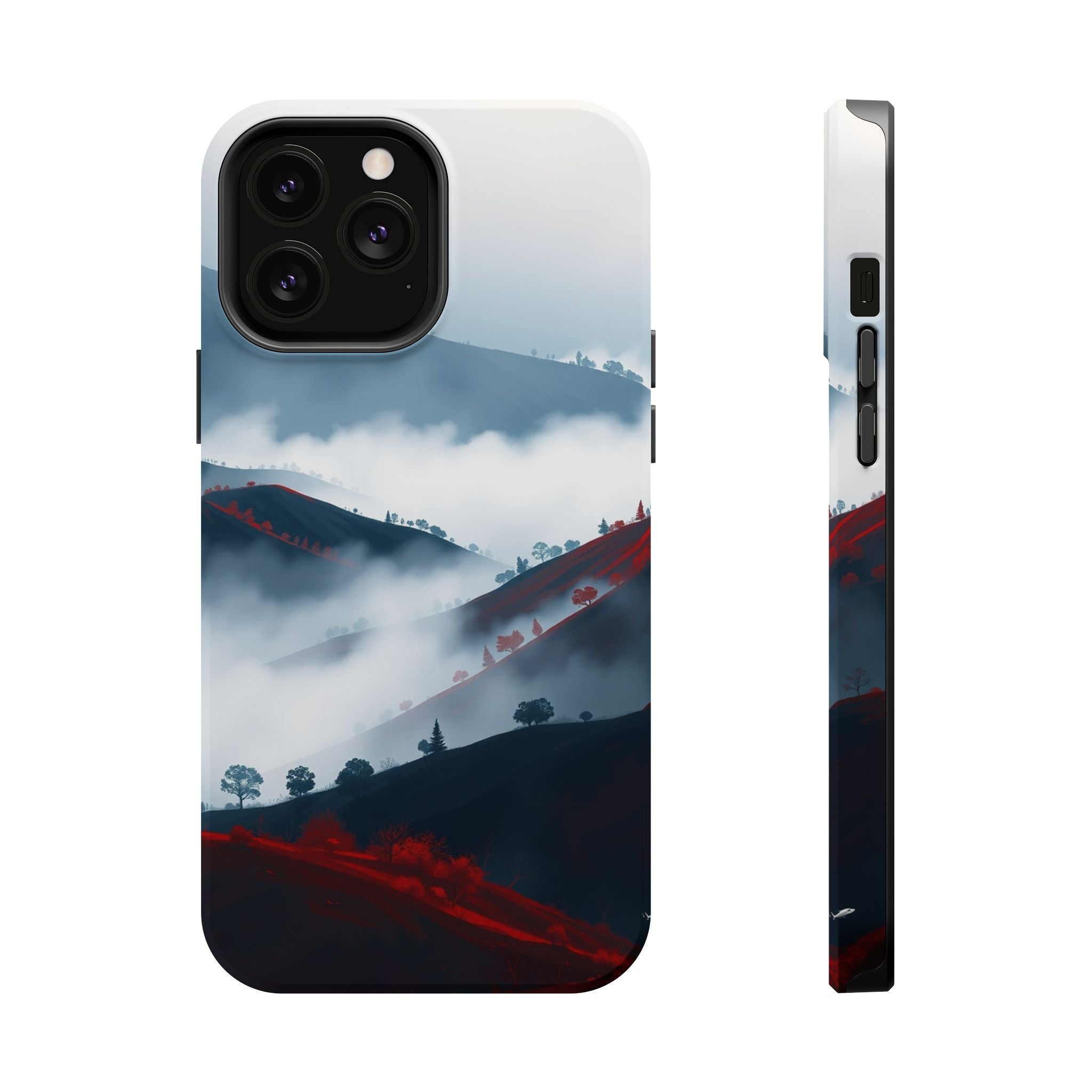 iPhone Black And Crimson Fog Rolling Over Hills Soft iPhone Finish · iPhone Case