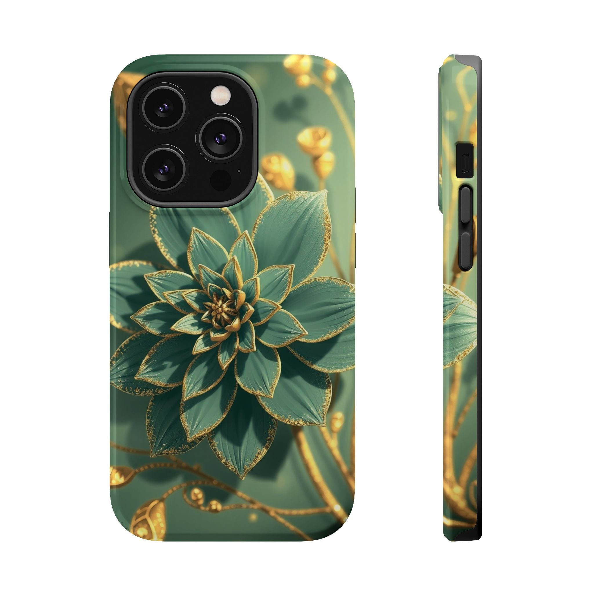 iPhone Floral Gold Foil Pixel Art -Bit Slim Everyday Designer Case · iPhone Case