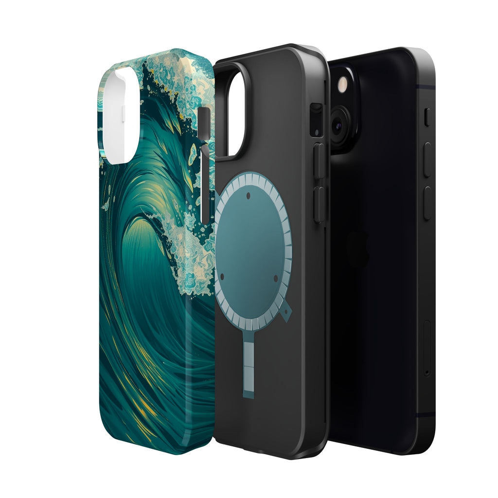 iPhone Emerald Green And Gold Ocean Wave Crash Soft iPhone Finish · iPhone Case