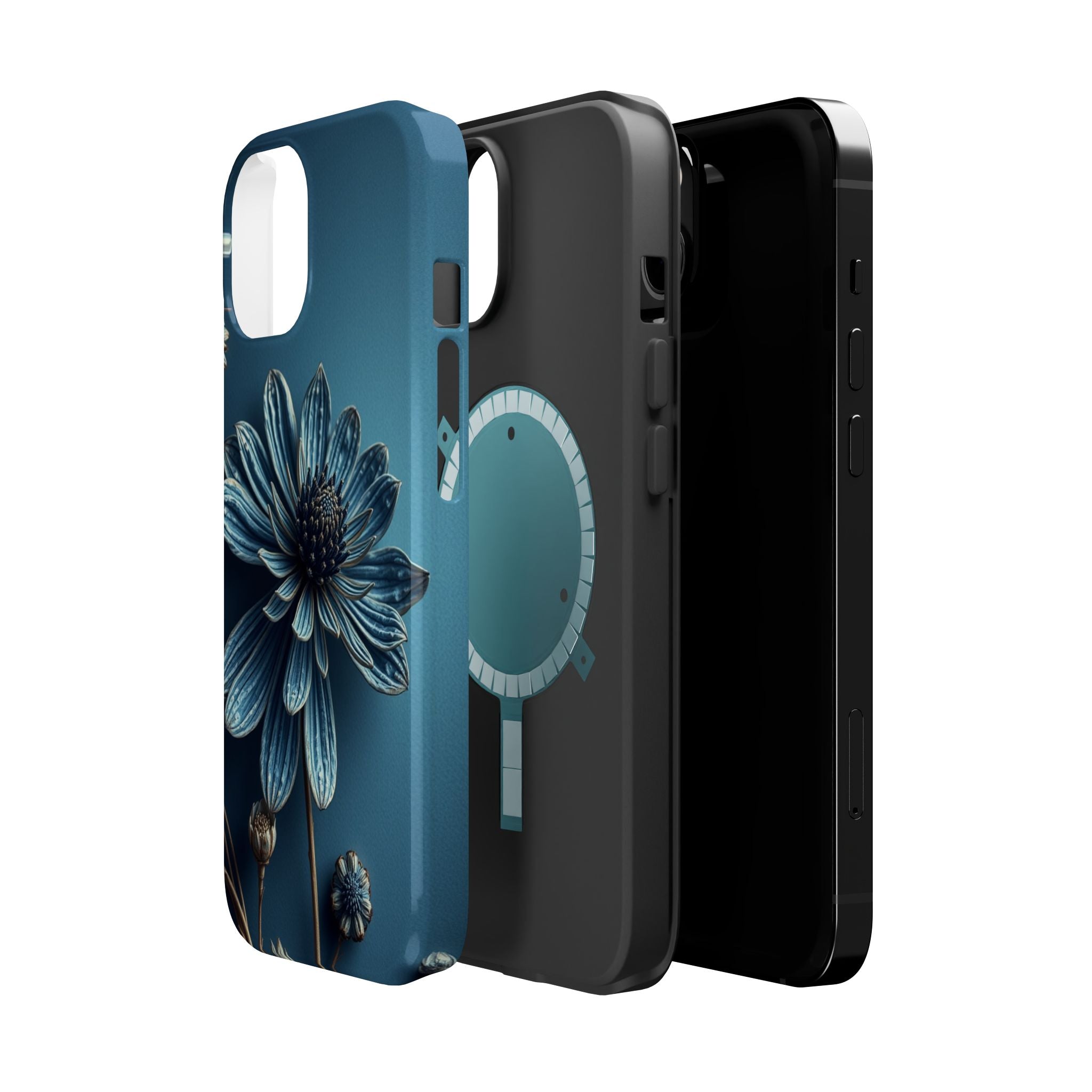 iPhone Midnight Blue And Silver Dried Flower Flat Lay iPhone 15 · iPhone Case