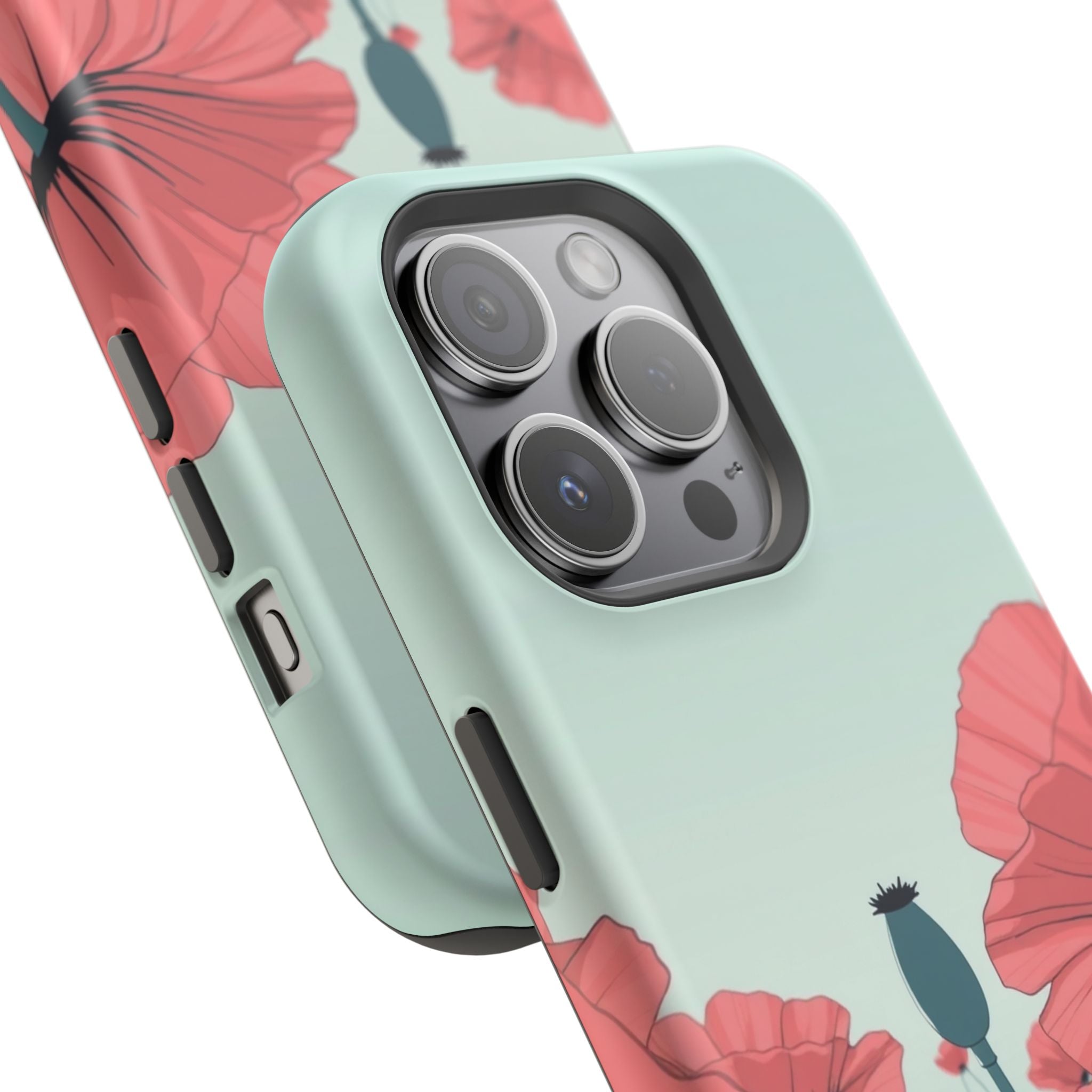 iPhone Mint And Blush Poppy Field Bold Modern Everyday Snap Case · iPhone Case