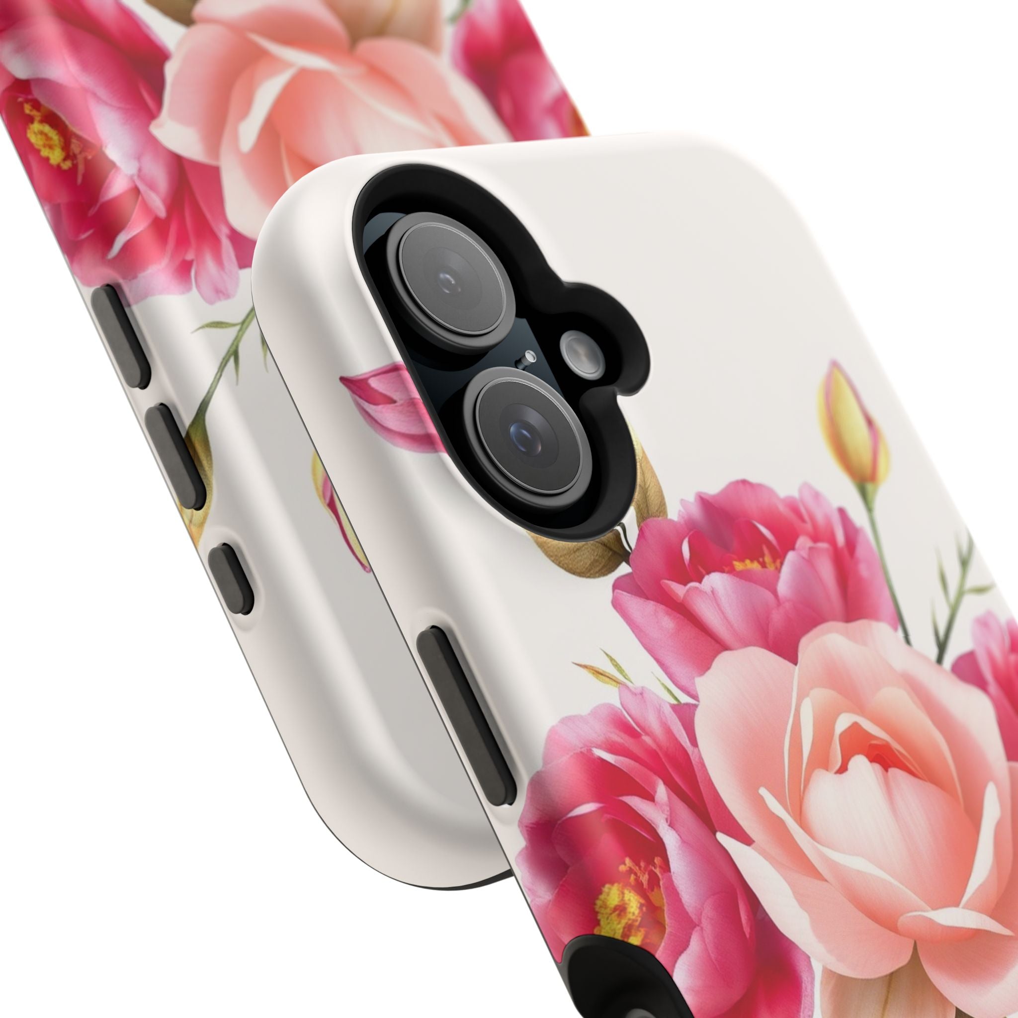 iPhone Rose Pink And Cream Neon Floral Slim Everyday Designer Case · iPhone Case