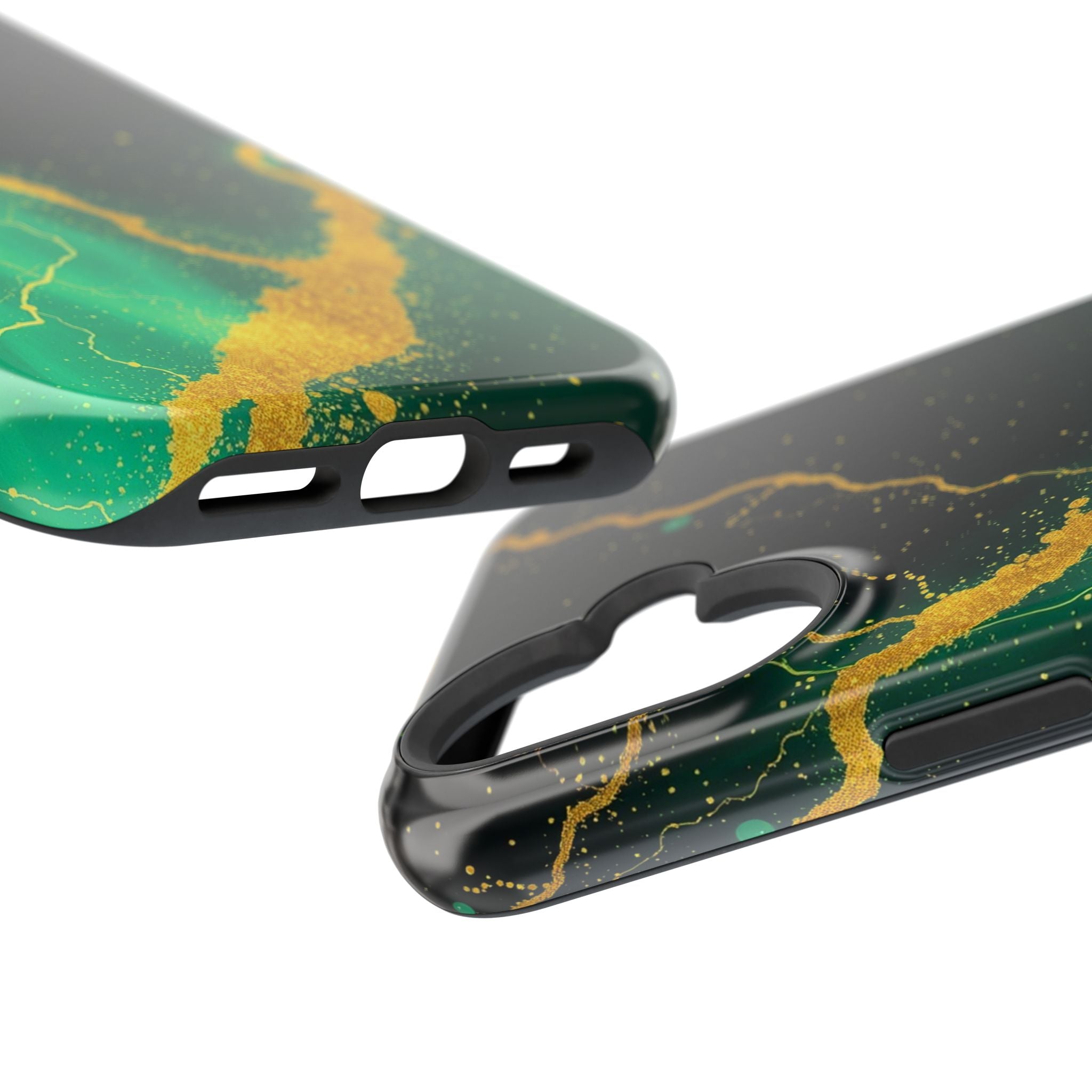 iPhone Emerald Green And Gold Petal Storm Slim iPhone Everyday Designer · iPhone