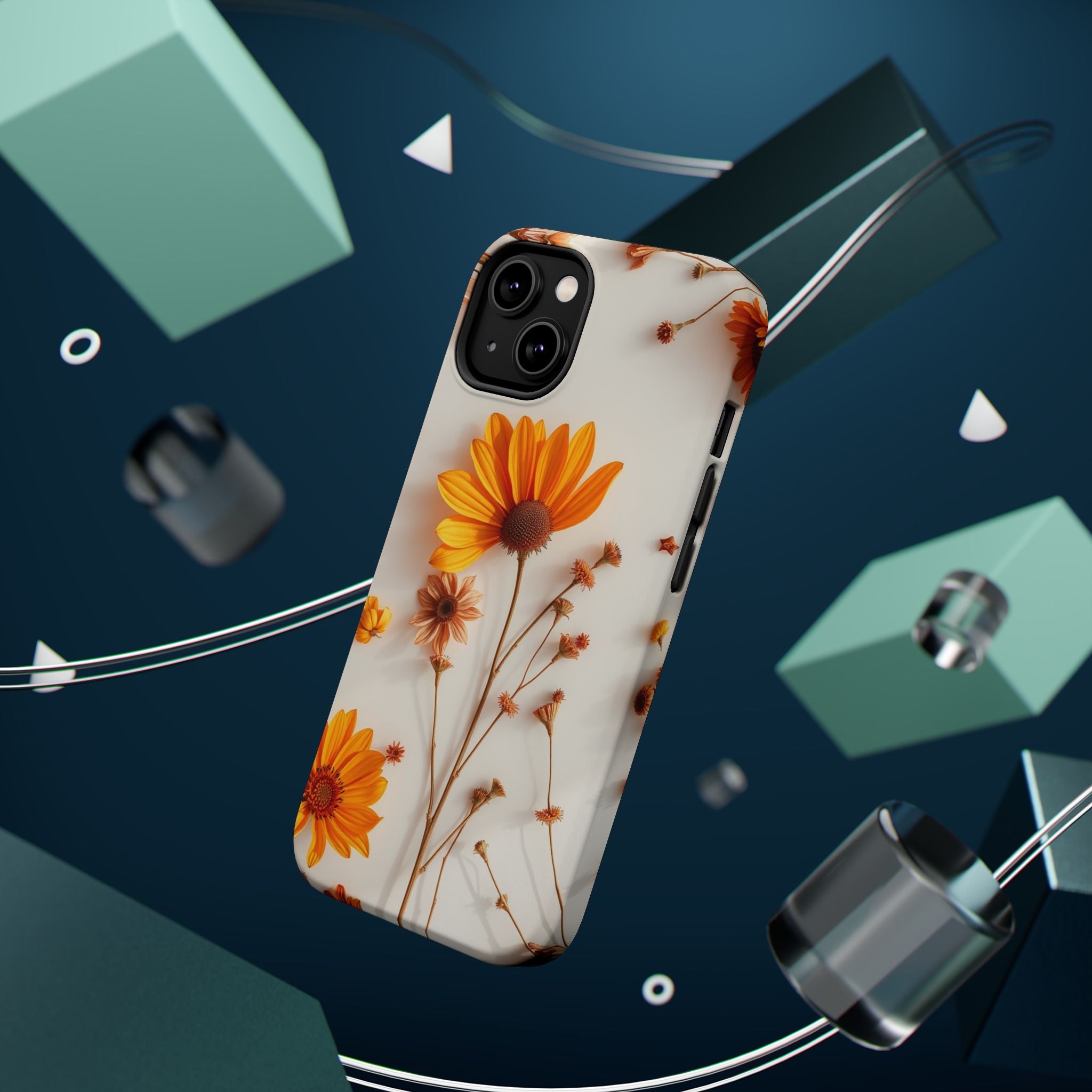 iPhone Mustard And Rust Dried Flower Flat Lay Carry Case Slim Snap Case · iPhone