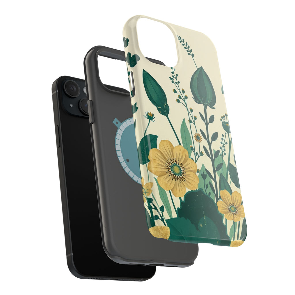 iPhone Emerald Green And Gold Pressed Botanicals Clean iPhone Minimal · iPhone C