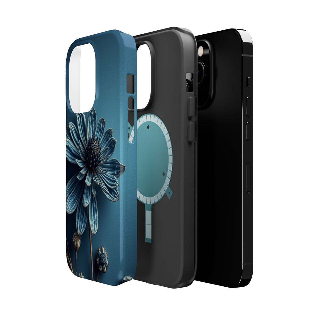 iPhone Midnight Blue And Silver Dried Flower Flat Lay iPhone 15 · iPhone Case