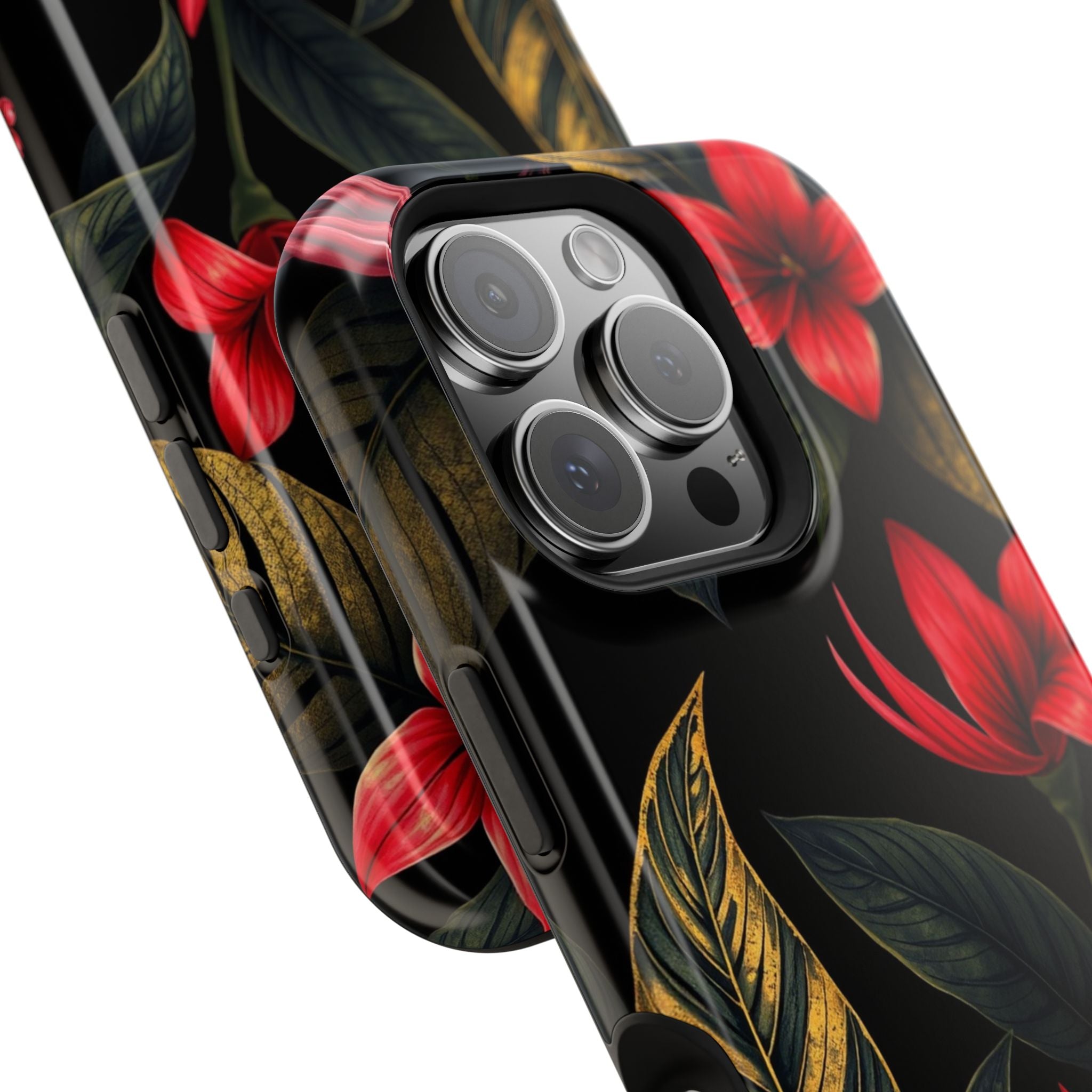 iPhone Black And Crimson Jungle Floral Slim Everyday Designer Case · iPhone Case