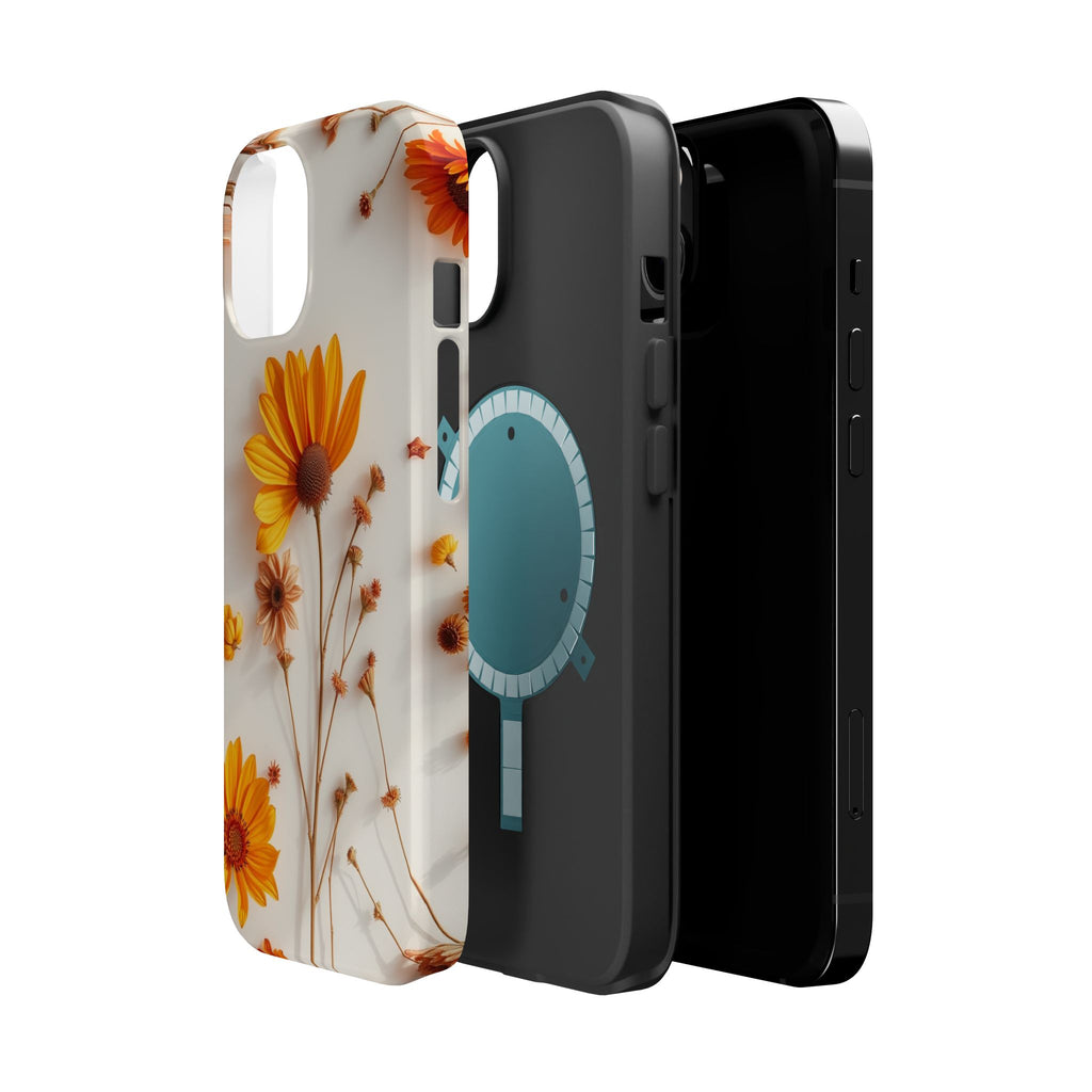 iPhone Mustard And Rust Dried Flower Flat Lay Carry Case Slim Snap Case · iPhone