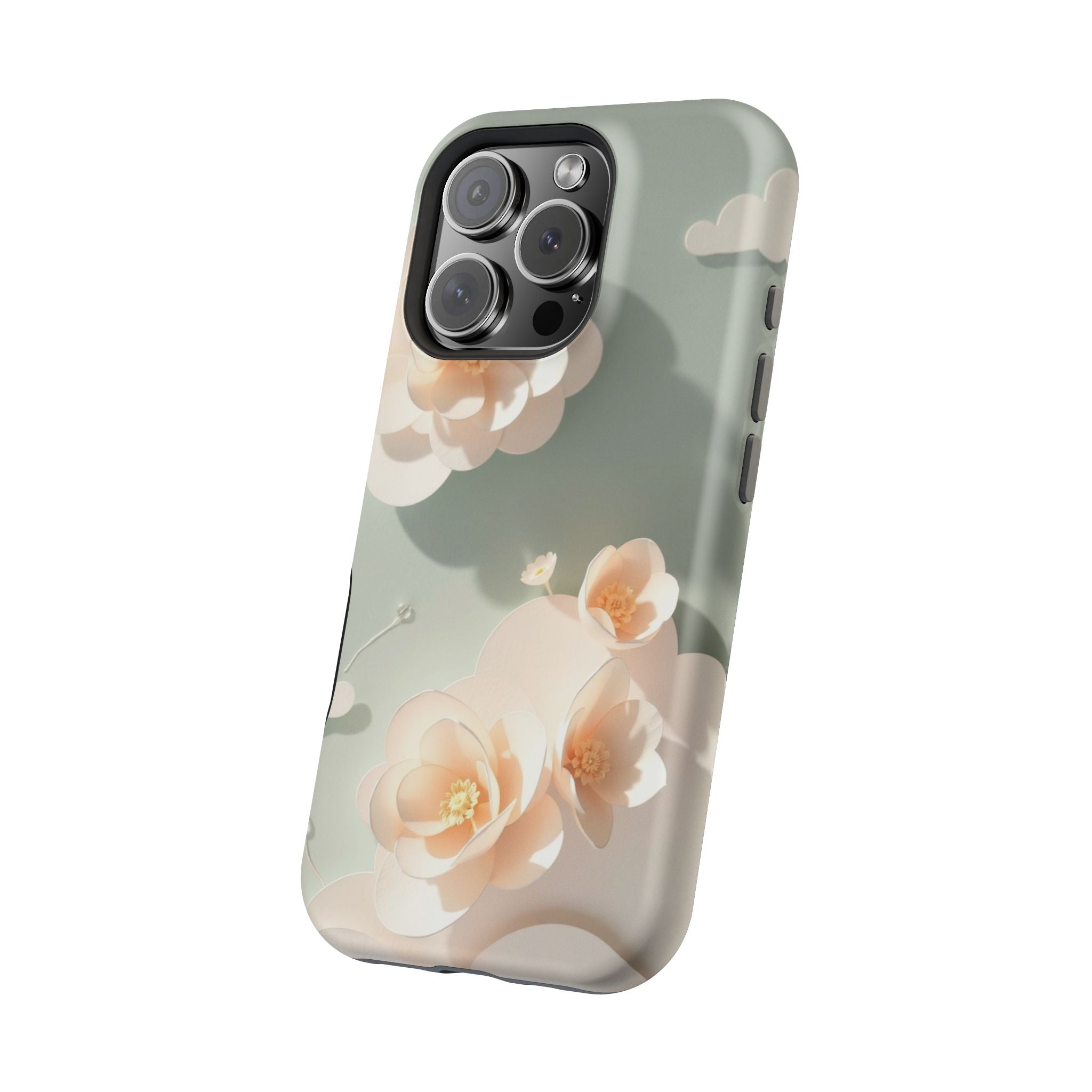 iPhone Sage And Ivory Pastel Floral Cloud Slim iPhone Everyday Designer · iPhone