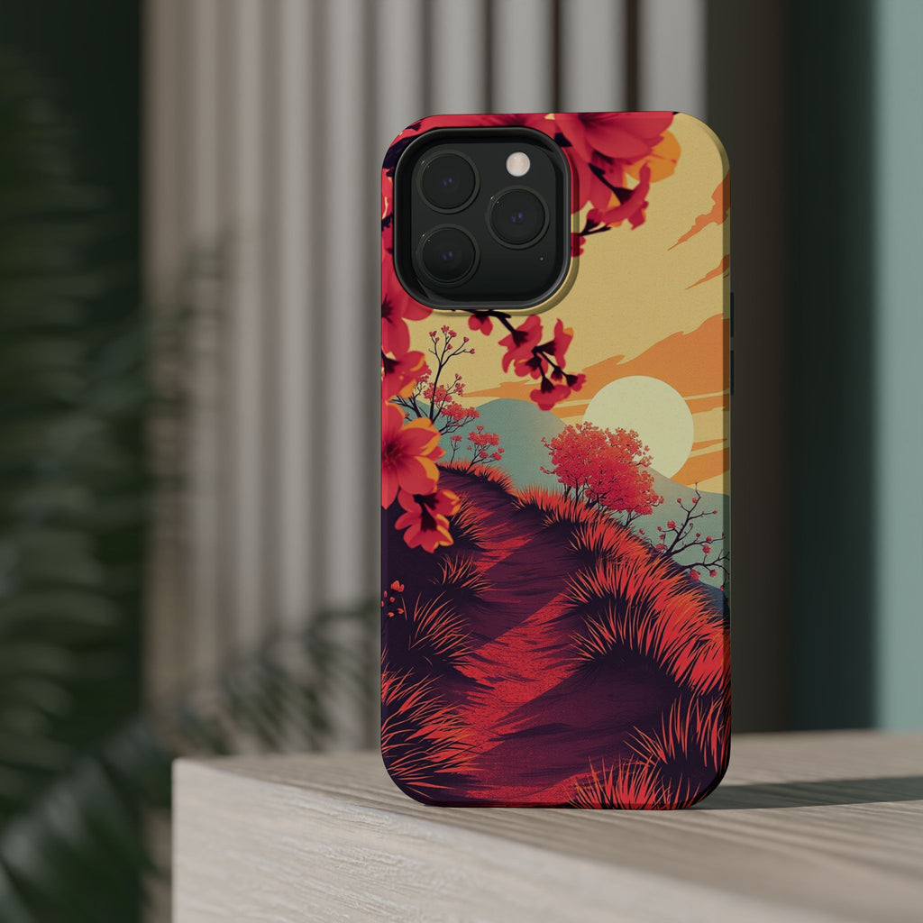 iPhone Sunset Amber And Peach Blossom Trail Soft iPhone 15 Finish · iPhone Case